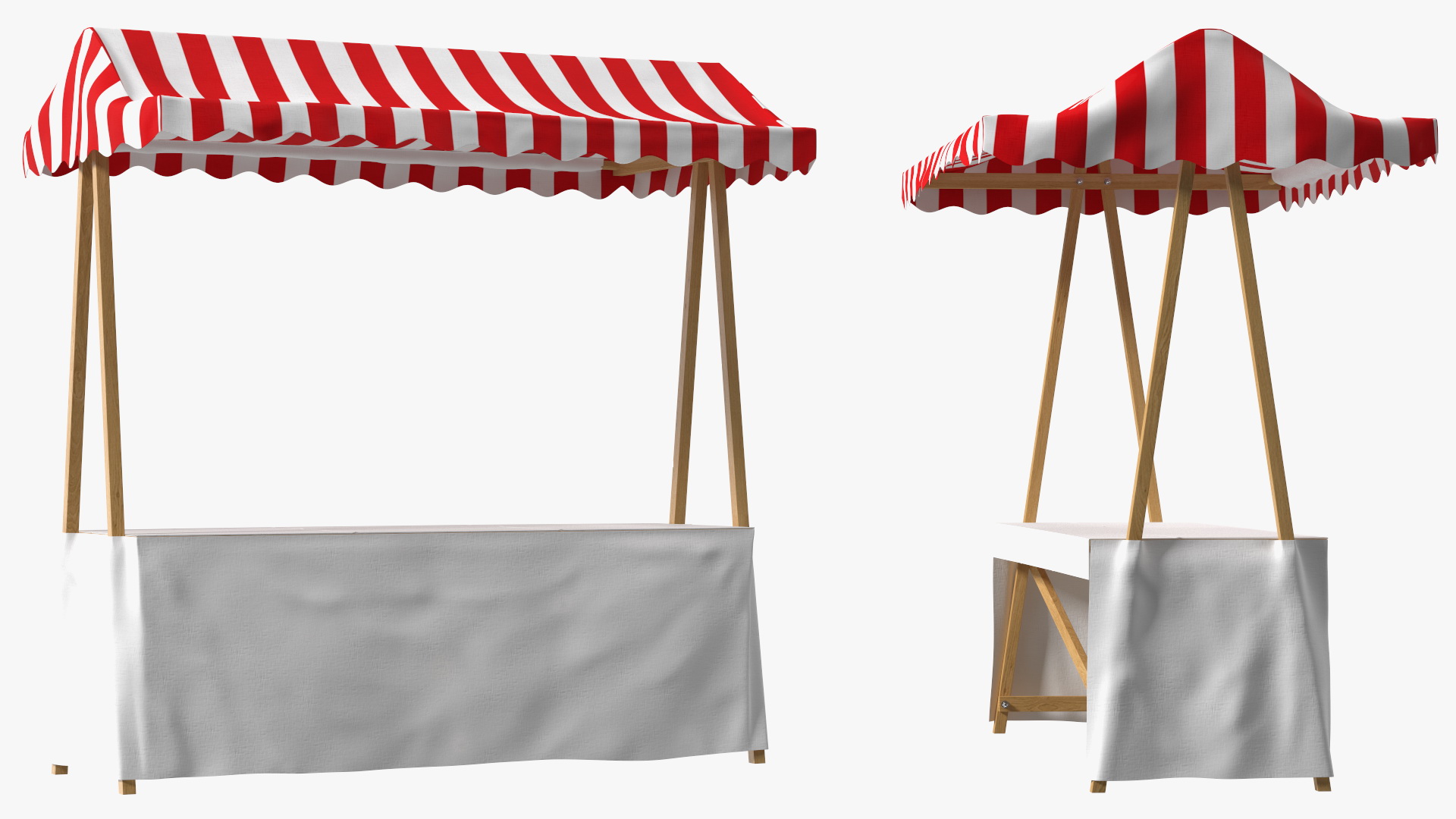 3D model Wooden Market Stall with Cloth