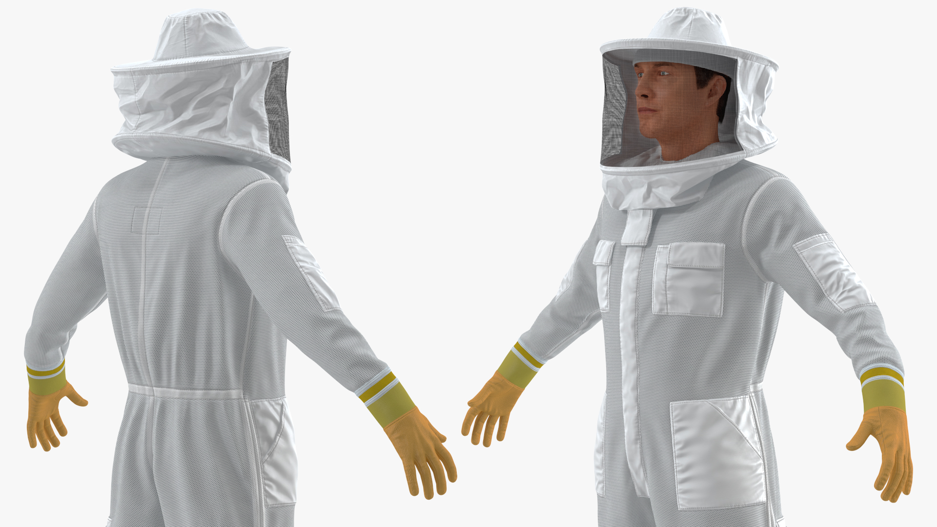 Man wearing Beekeeping Suit T Pose 3D model