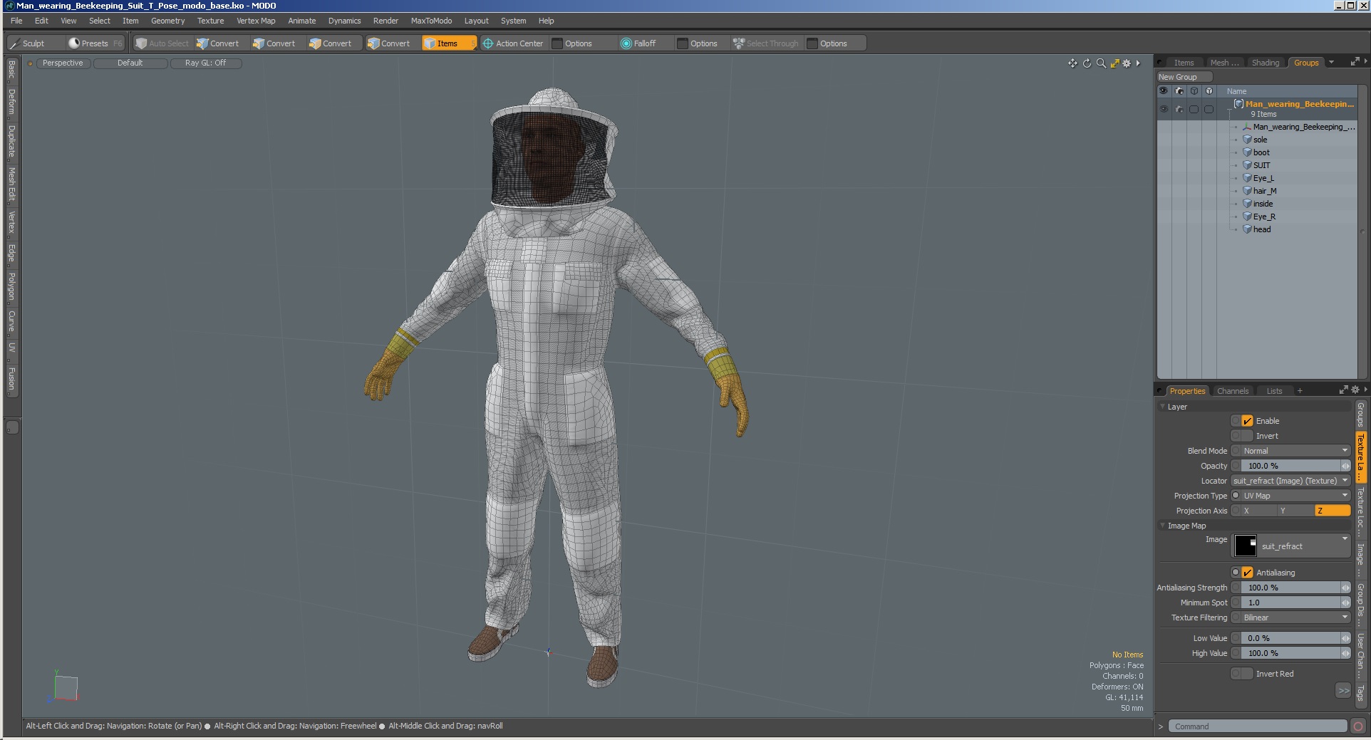 Man wearing Beekeeping Suit T Pose 3D model