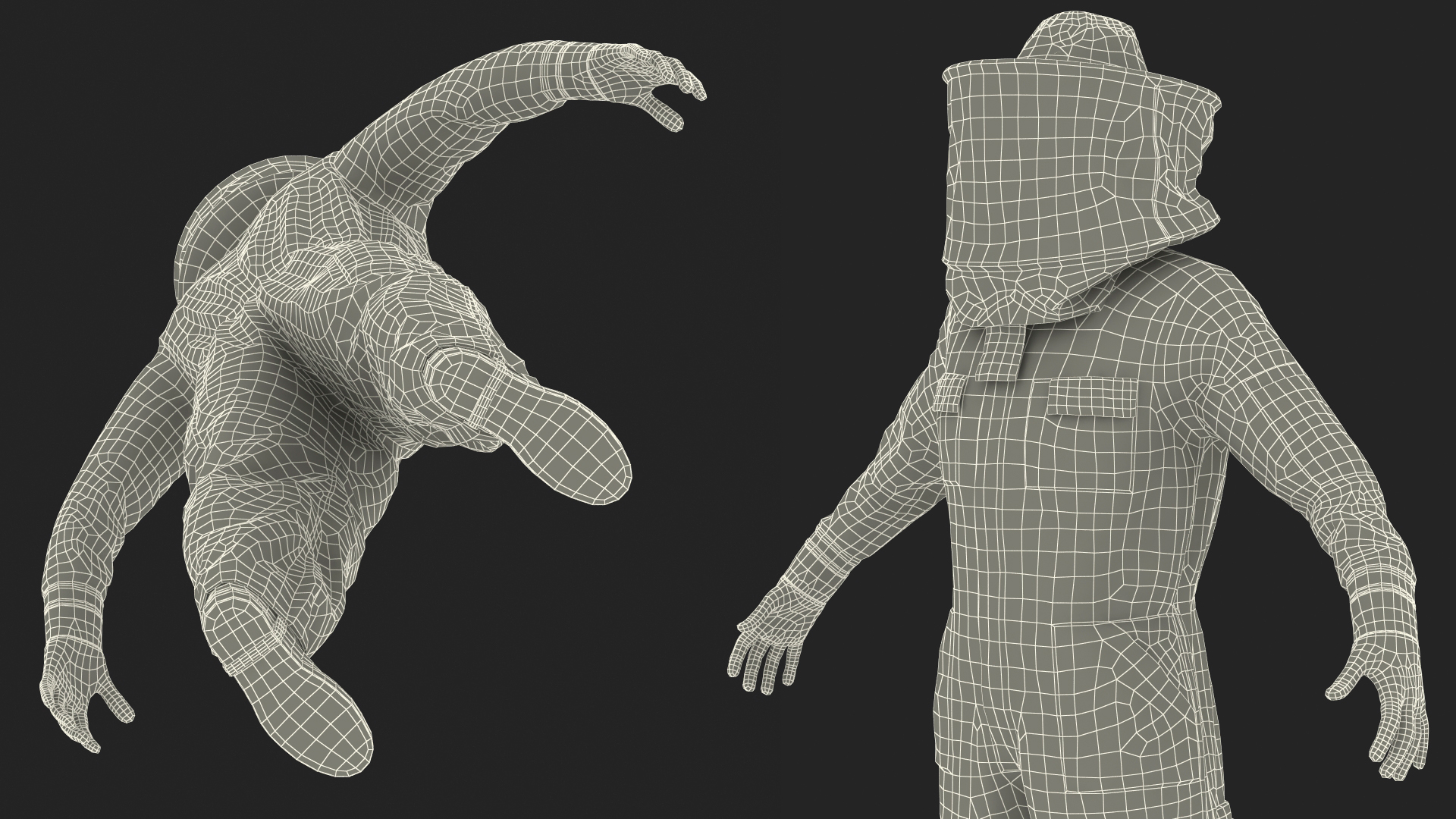 Man wearing Beekeeping Suit T Pose 3D model