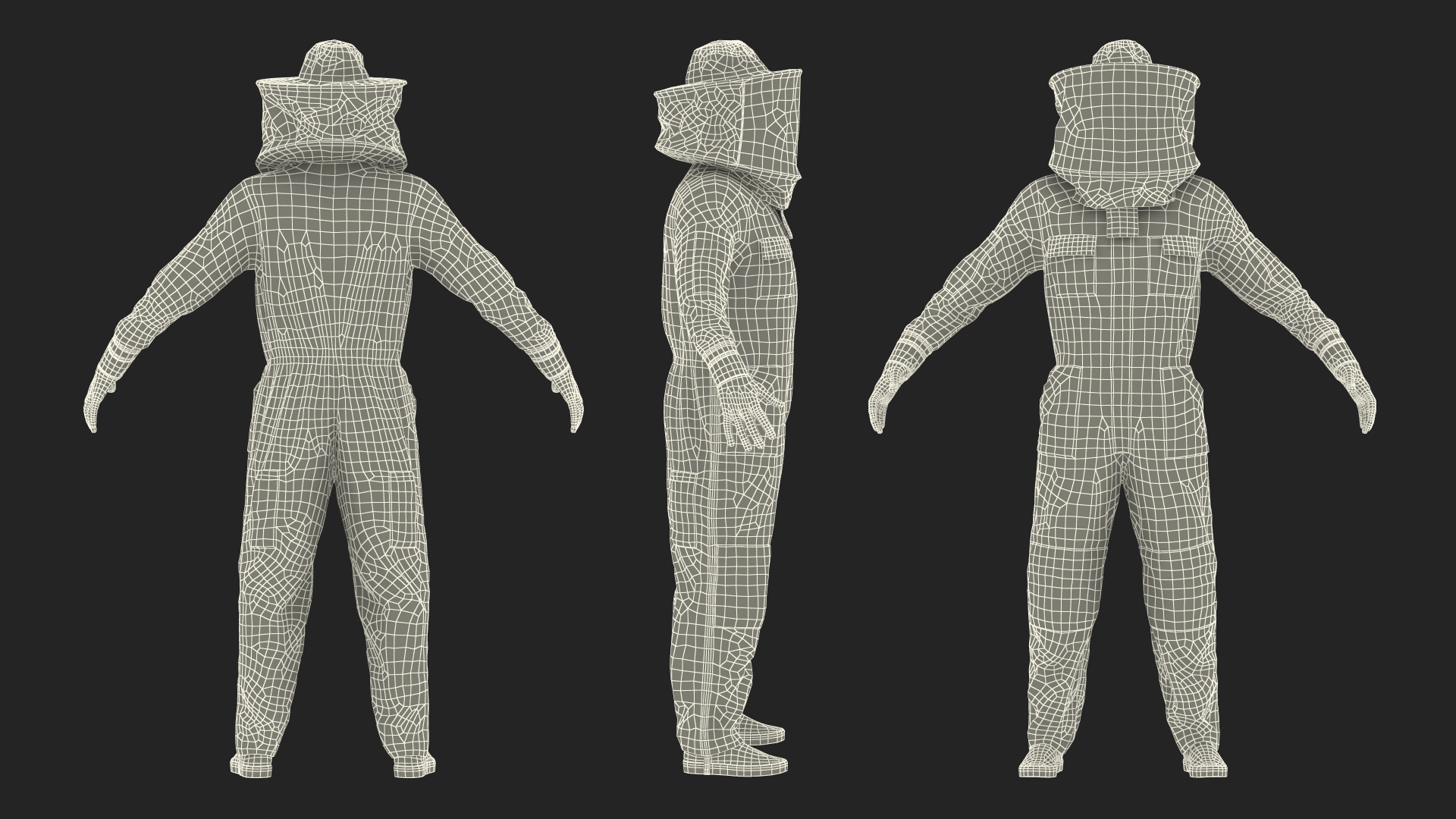 Man wearing Beekeeping Suit T Pose 3D model