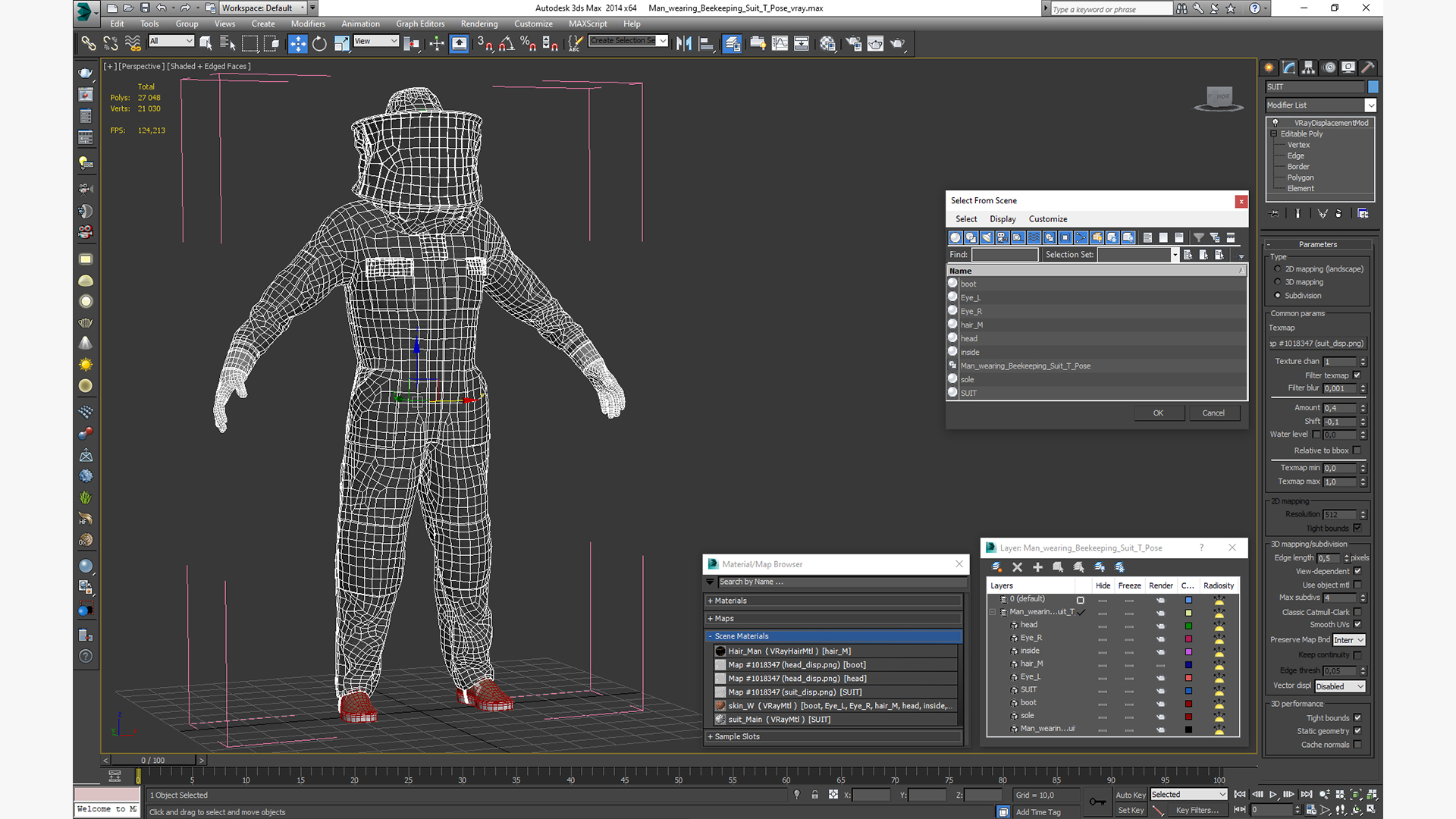 Man wearing Beekeeping Suit T Pose 3D model