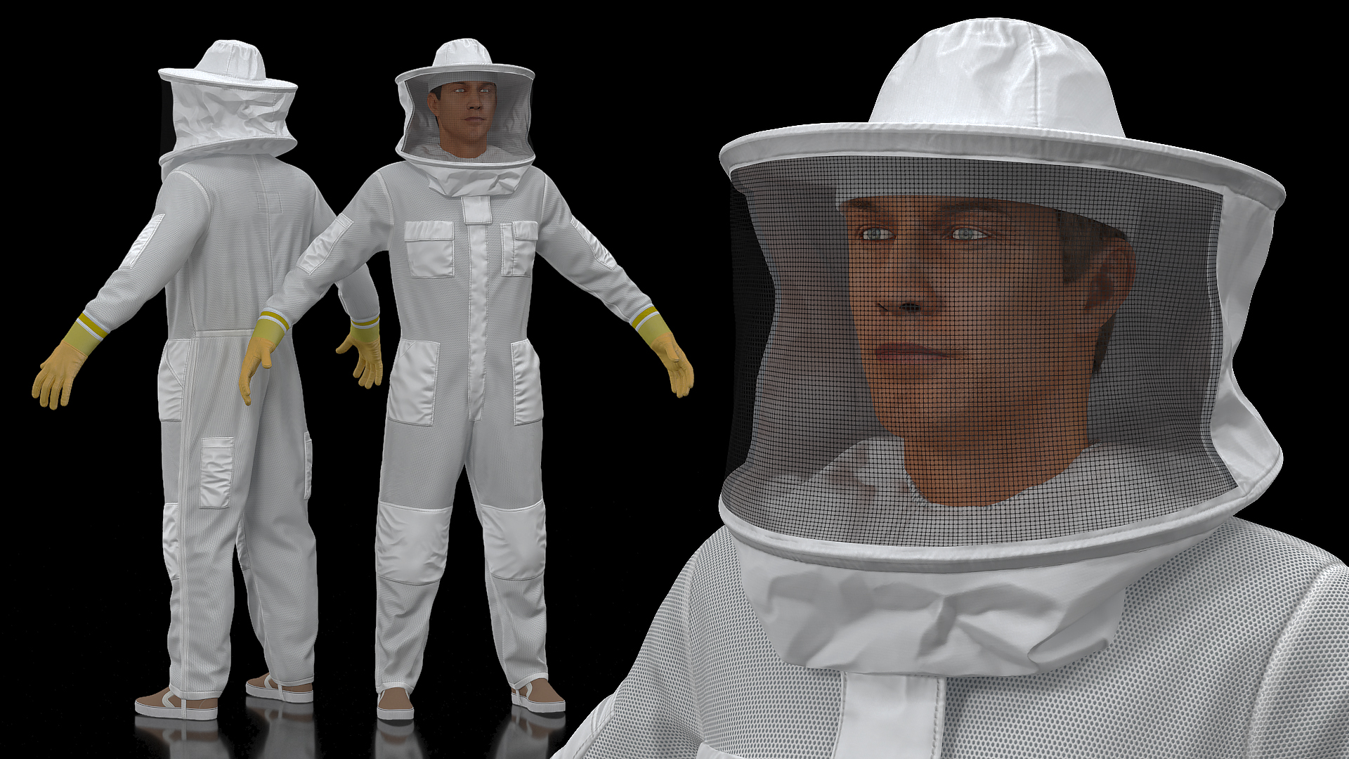 Man wearing Beekeeping Suit T Pose 3D model