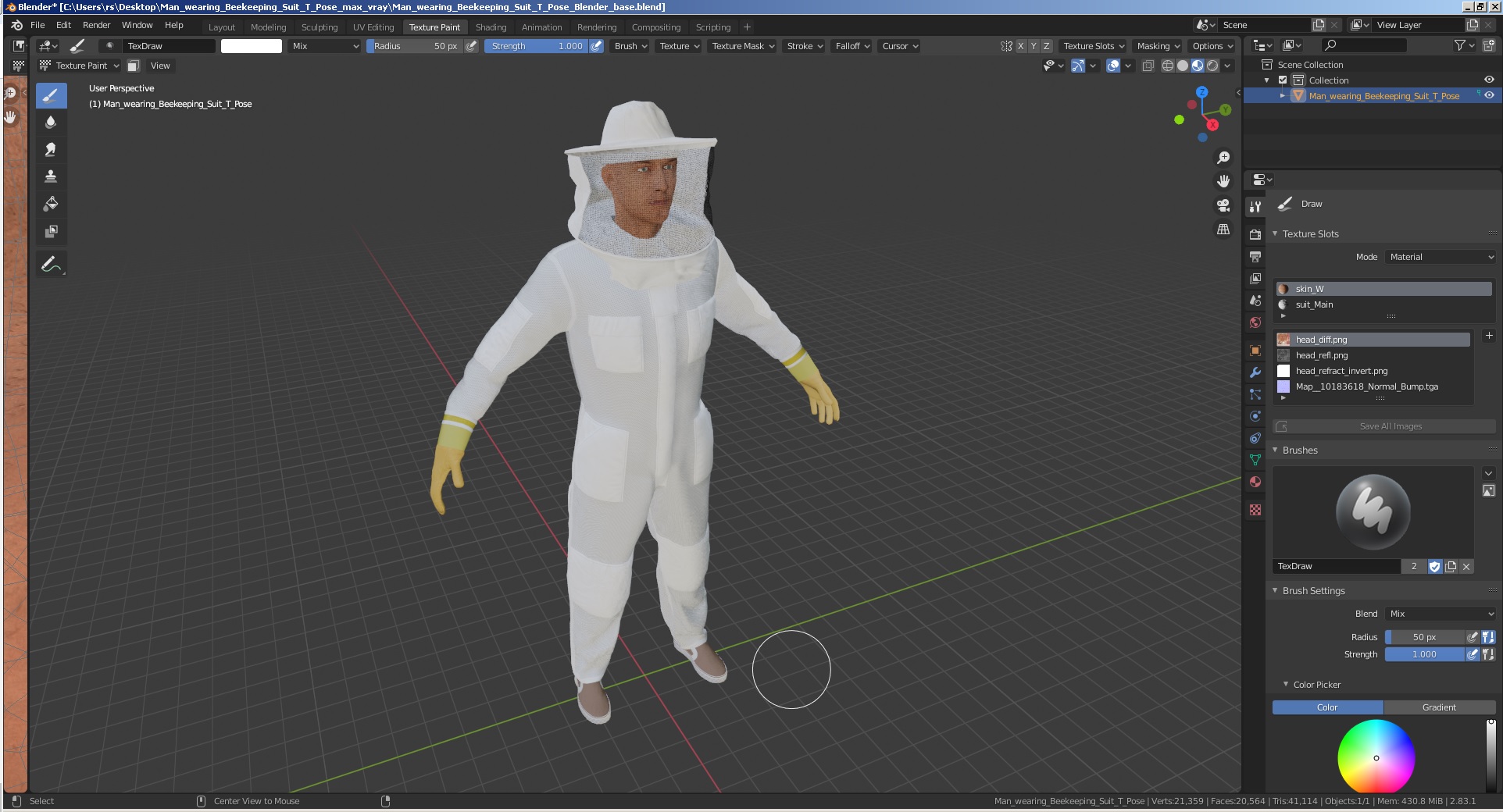Man wearing Beekeeping Suit T Pose 3D model