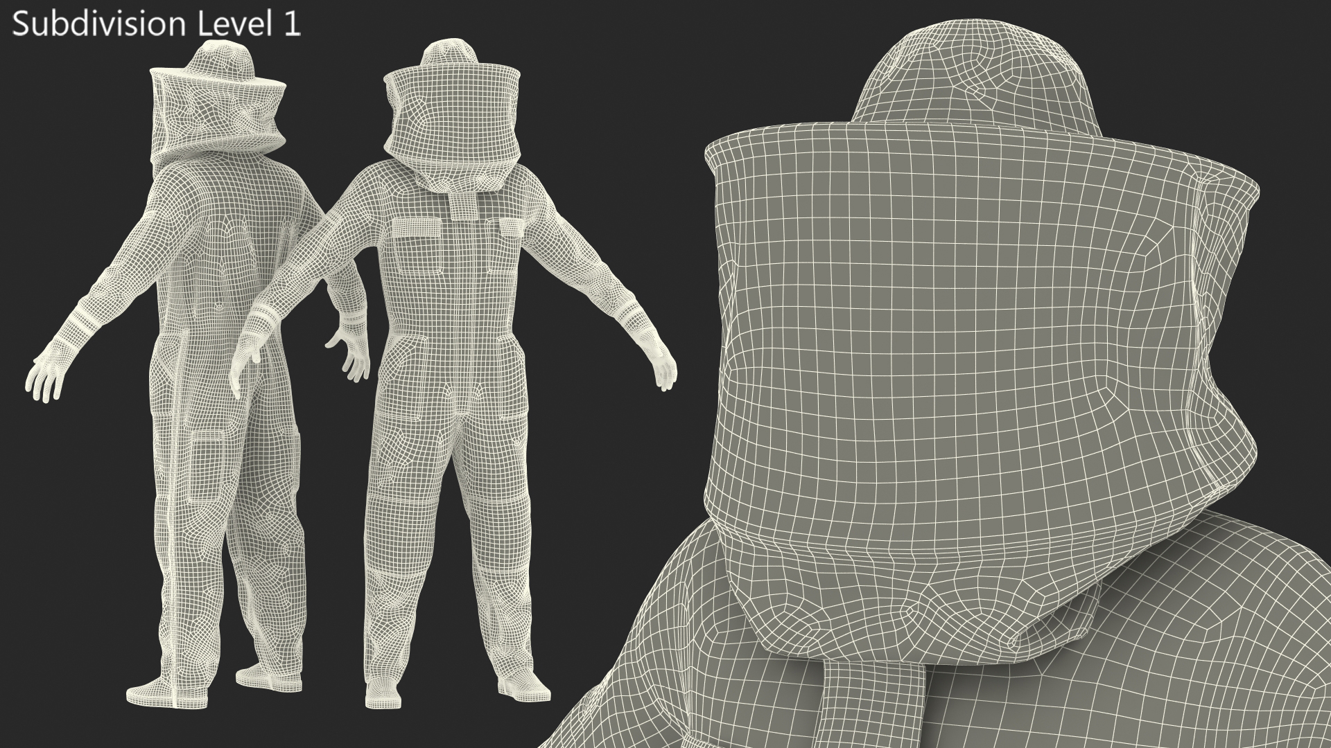 Man wearing Beekeeping Suit T Pose 3D model