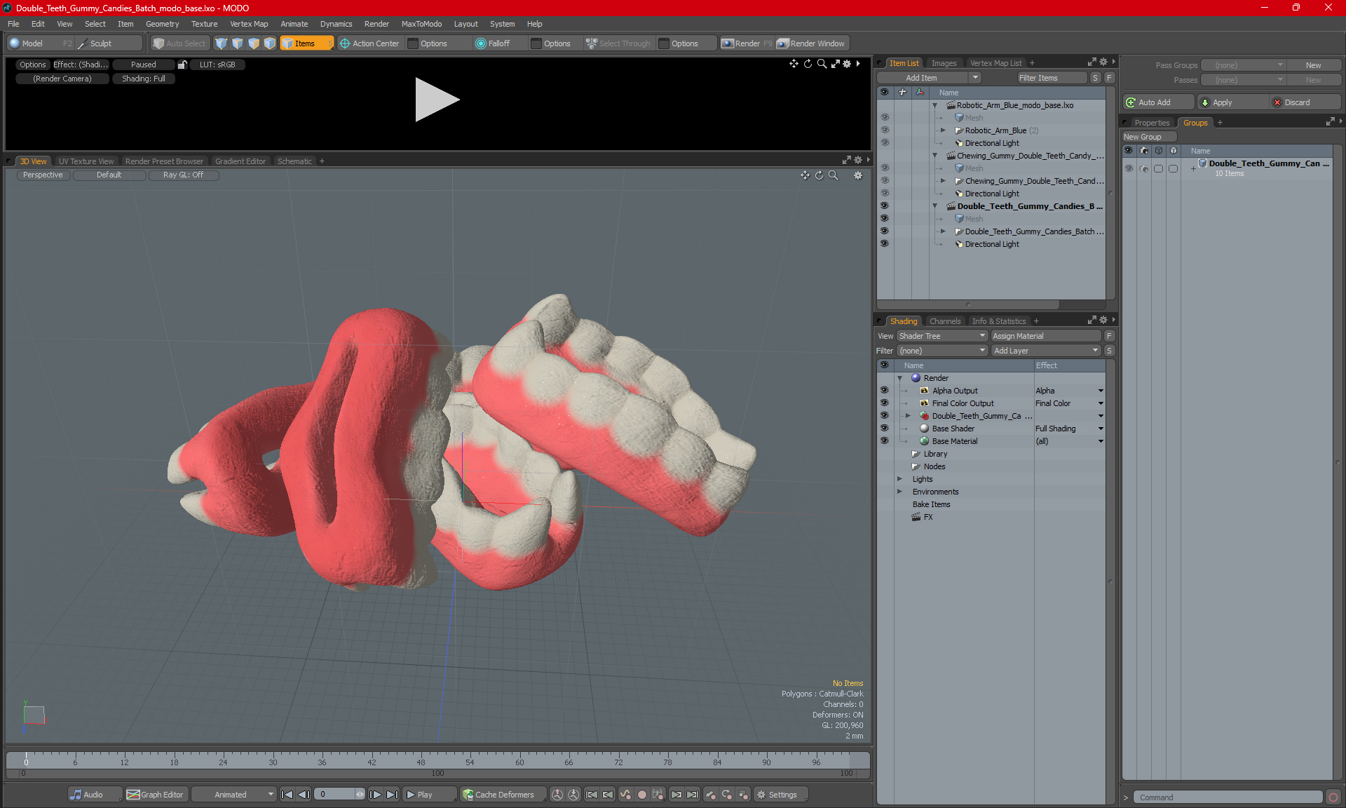 Double Teeth Gummy Candies Batch 3D