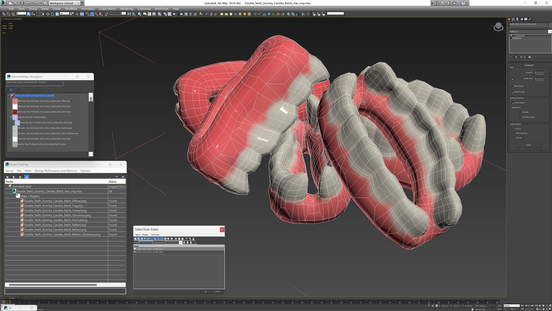 Double Teeth Gummy Candies Batch 3D