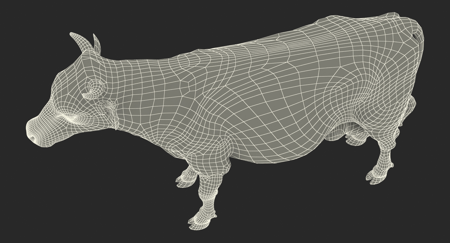 3D Dairy Cow with Fur model