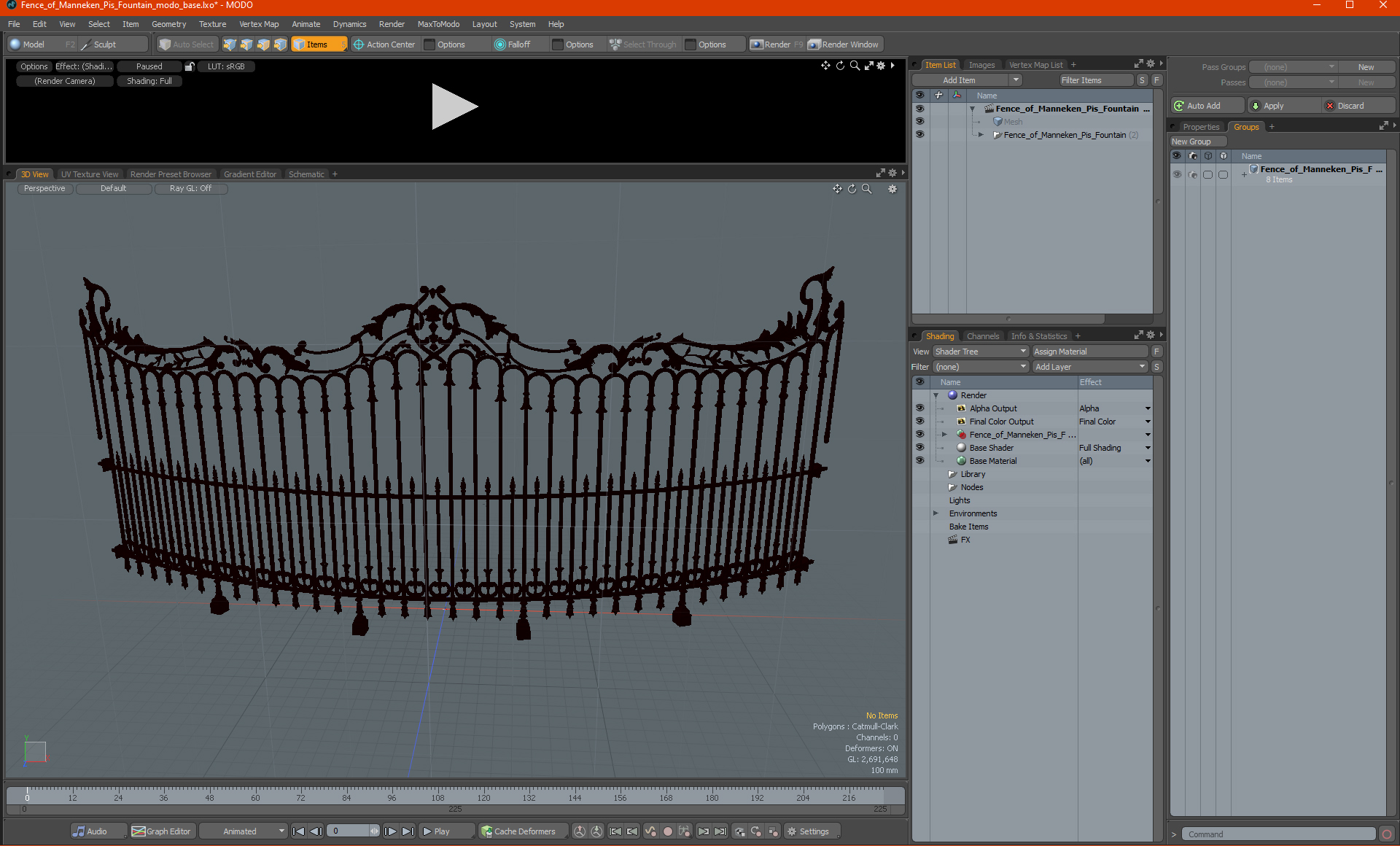 3D model Fence of Manneken Pis Fountain