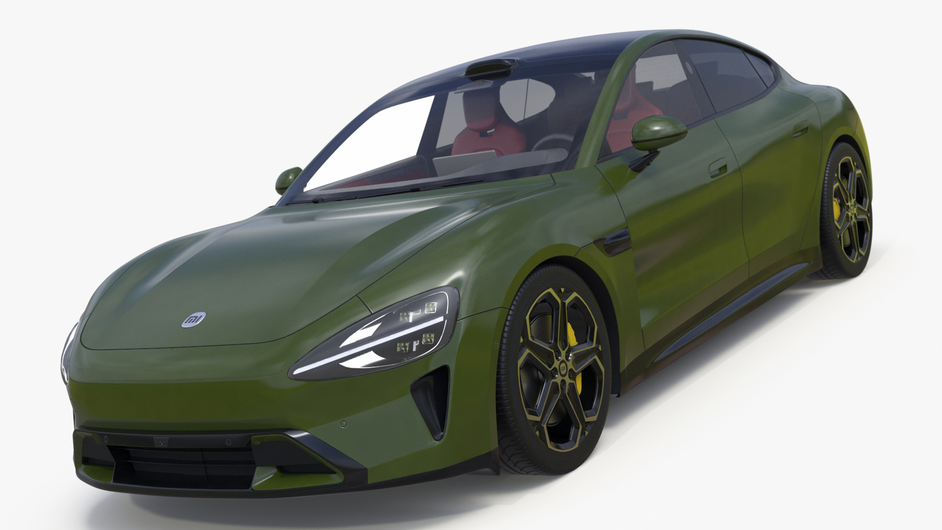 3D Xiaomi SU7 EV Sleek Car 2023 Verdant Green Simplified model