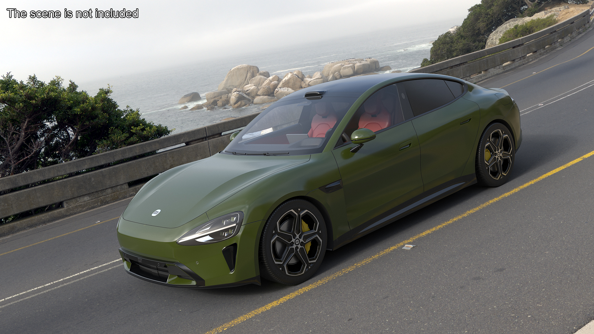 3D Xiaomi SU7 EV Sleek Car 2023 Verdant Green Simplified model