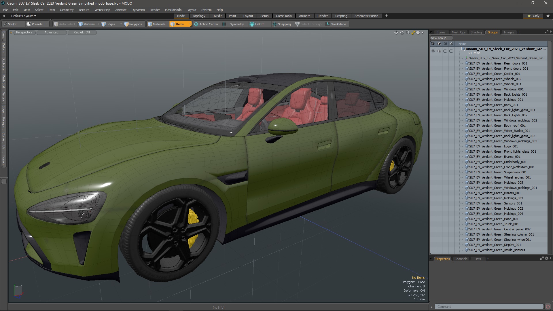 3D Xiaomi SU7 EV Sleek Car 2023 Verdant Green Simplified model