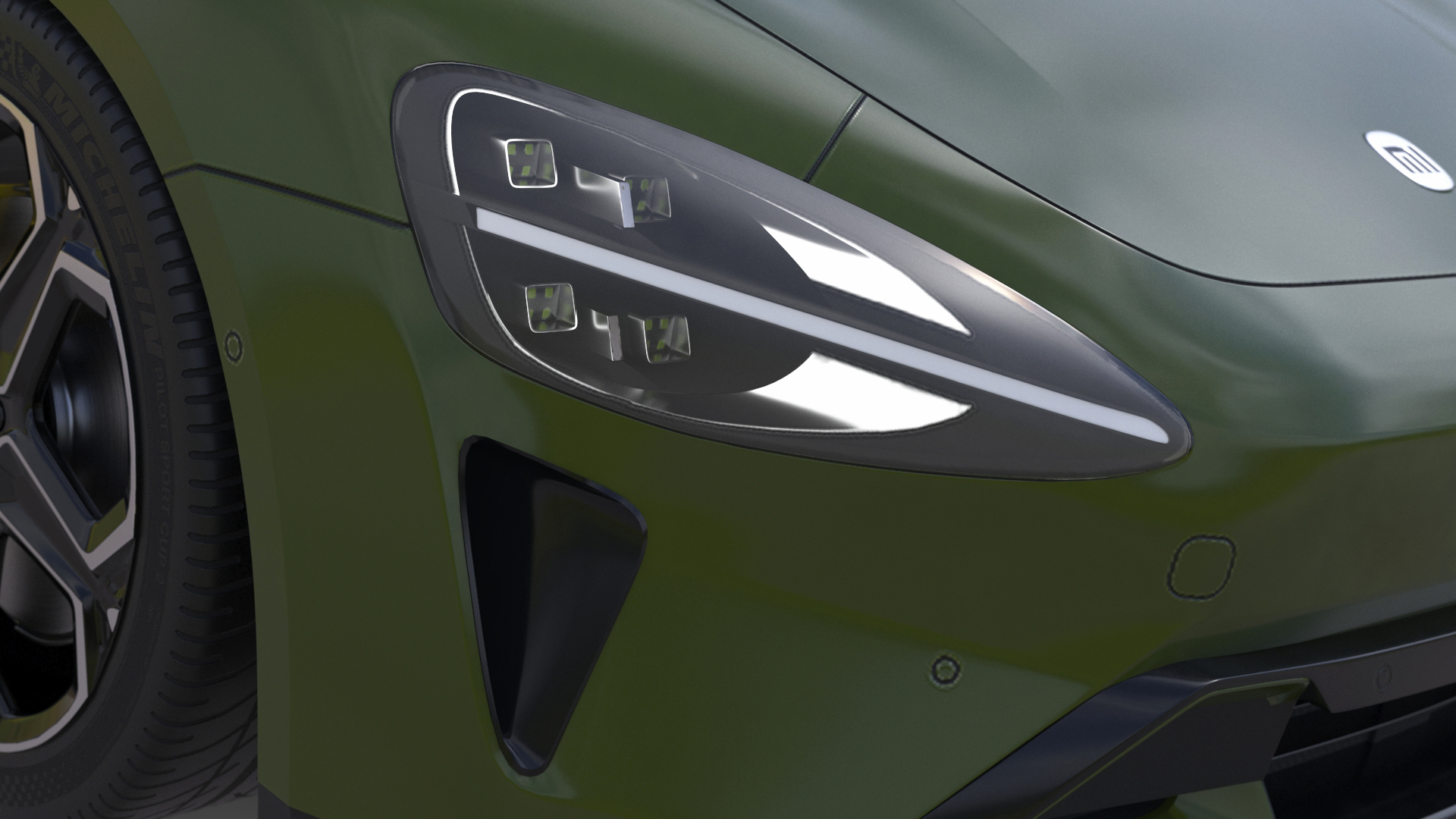 3D Xiaomi SU7 EV Sleek Car 2023 Verdant Green Simplified model