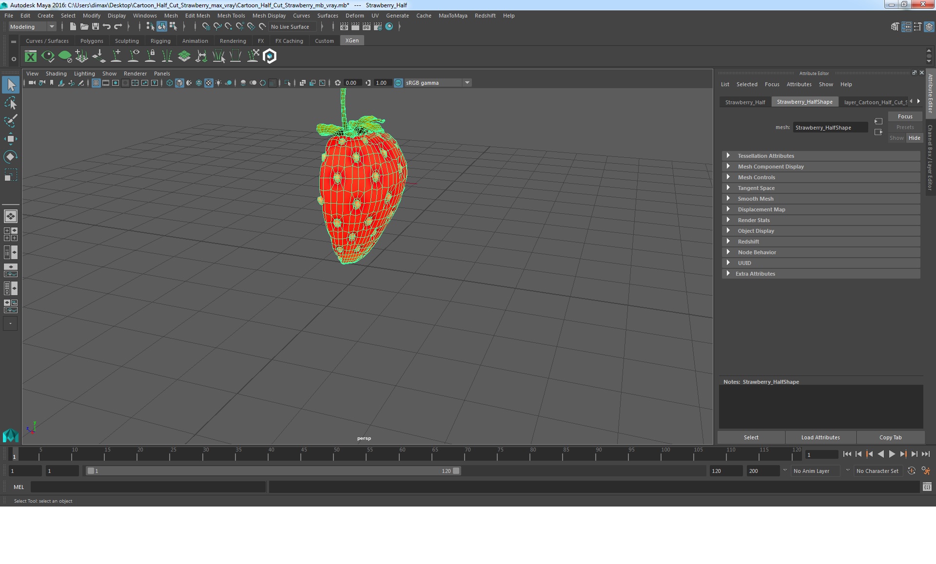 Cartoon Half Cut Strawberry 3D