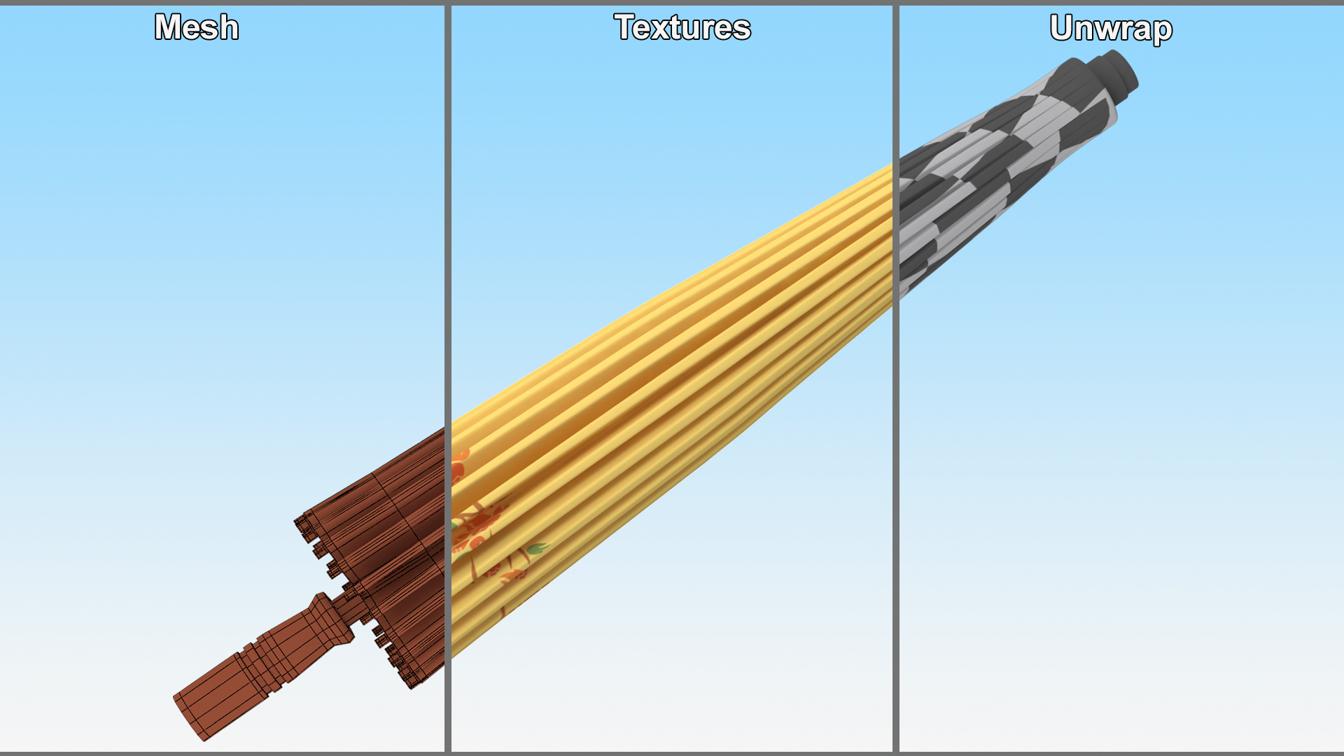 3D Chinese Traditional Ancient Umbrella Closed model