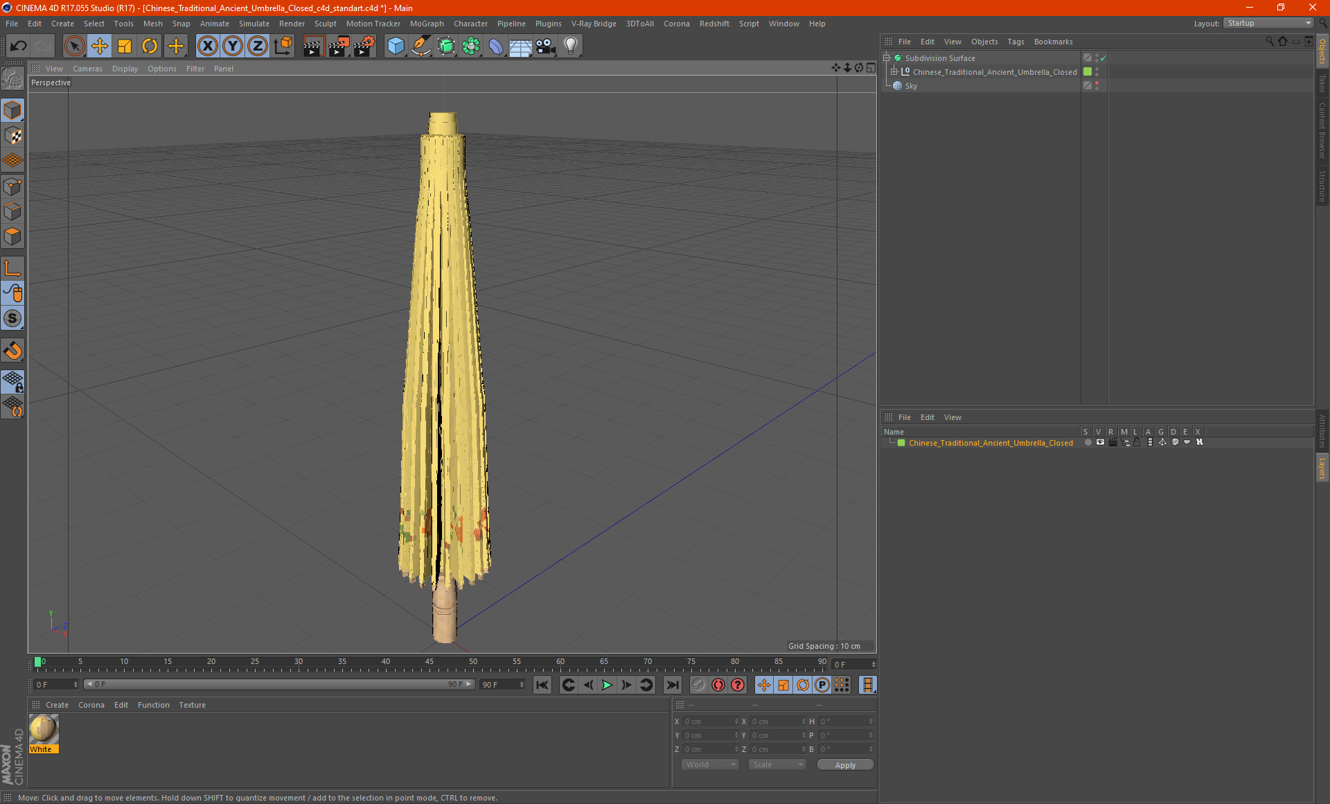 3D Chinese Traditional Ancient Umbrella Closed model