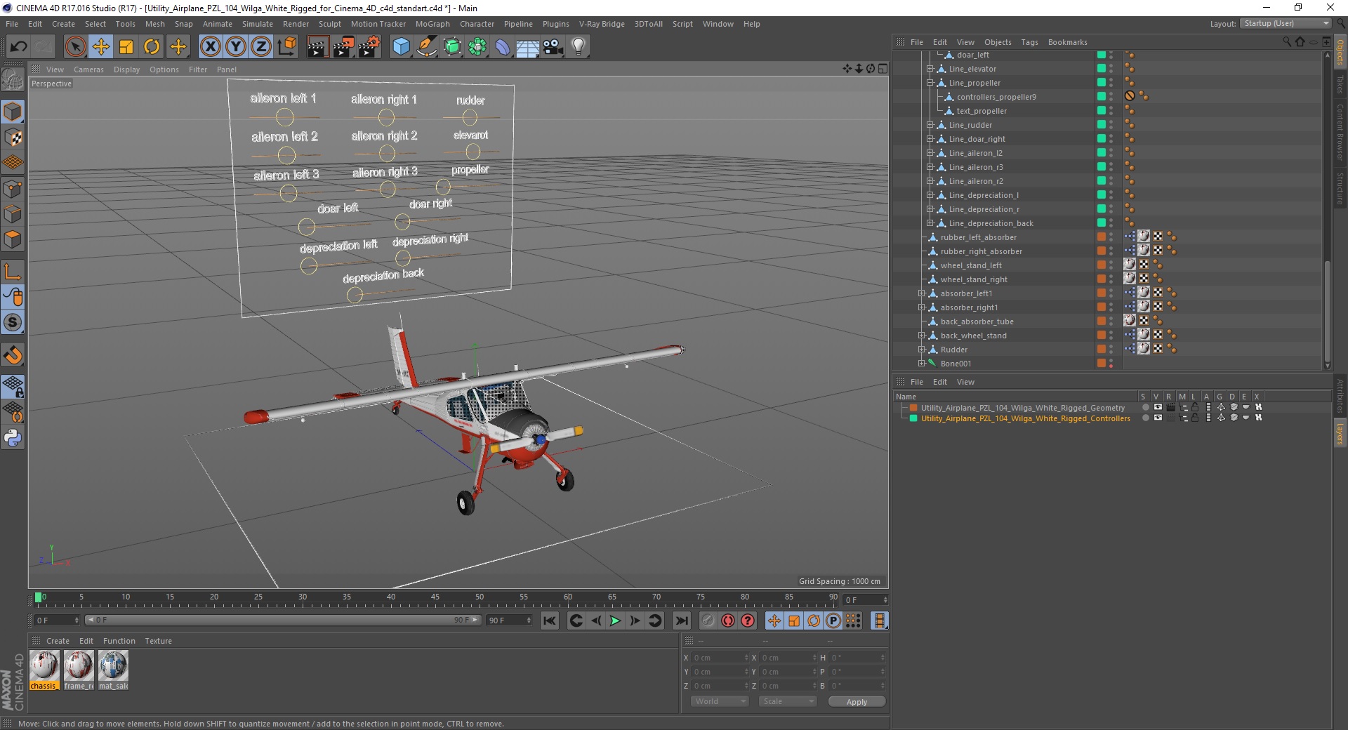 Utility Airplane PZL 104 Wilga White Rigged for Cinema 4D 3D