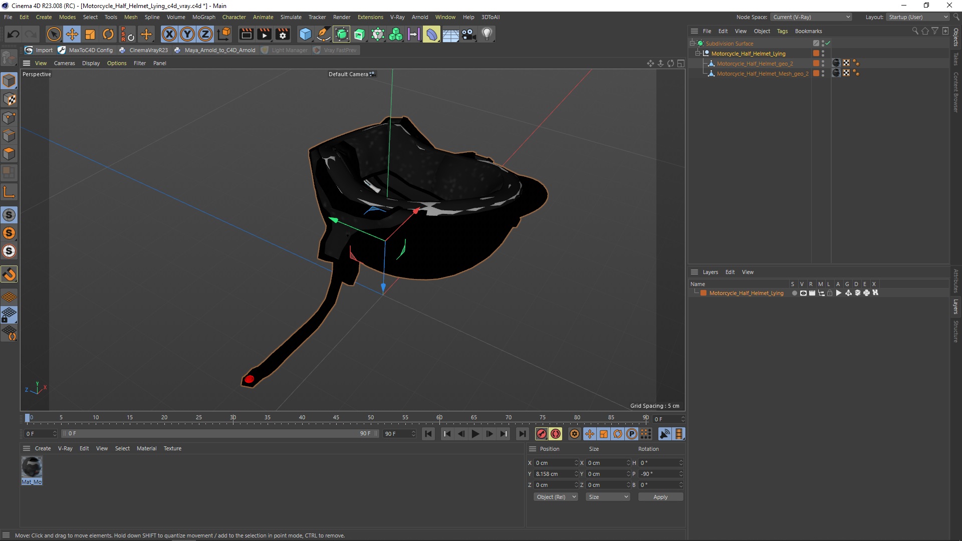 3D Motorcycle Half Helmet Lying model