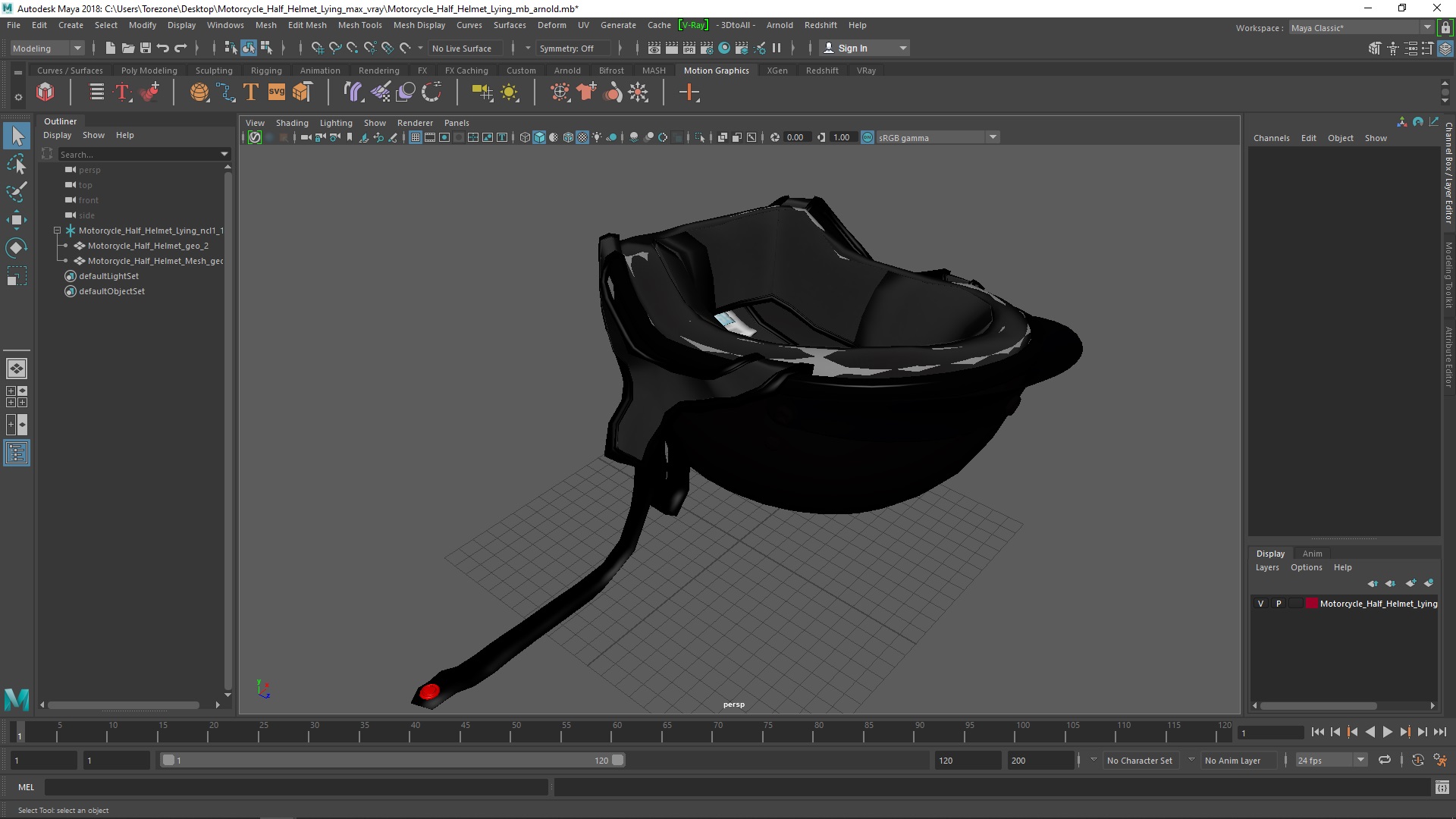 3D Motorcycle Half Helmet Lying model