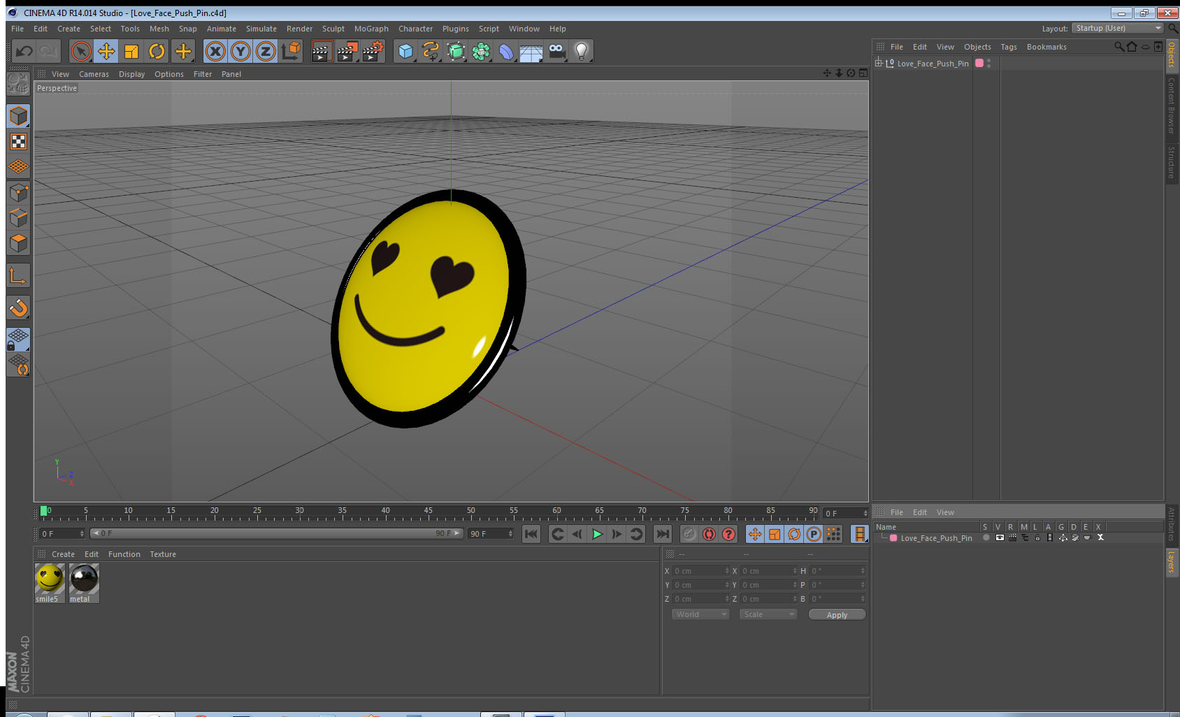 3D Love Face Push Pin model