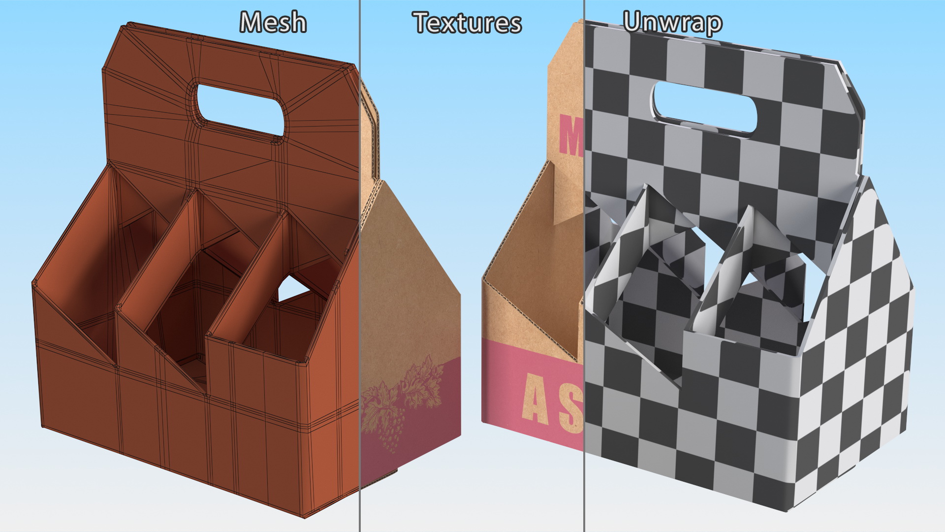 Cardboard Wine Bottle Carrier 3D model