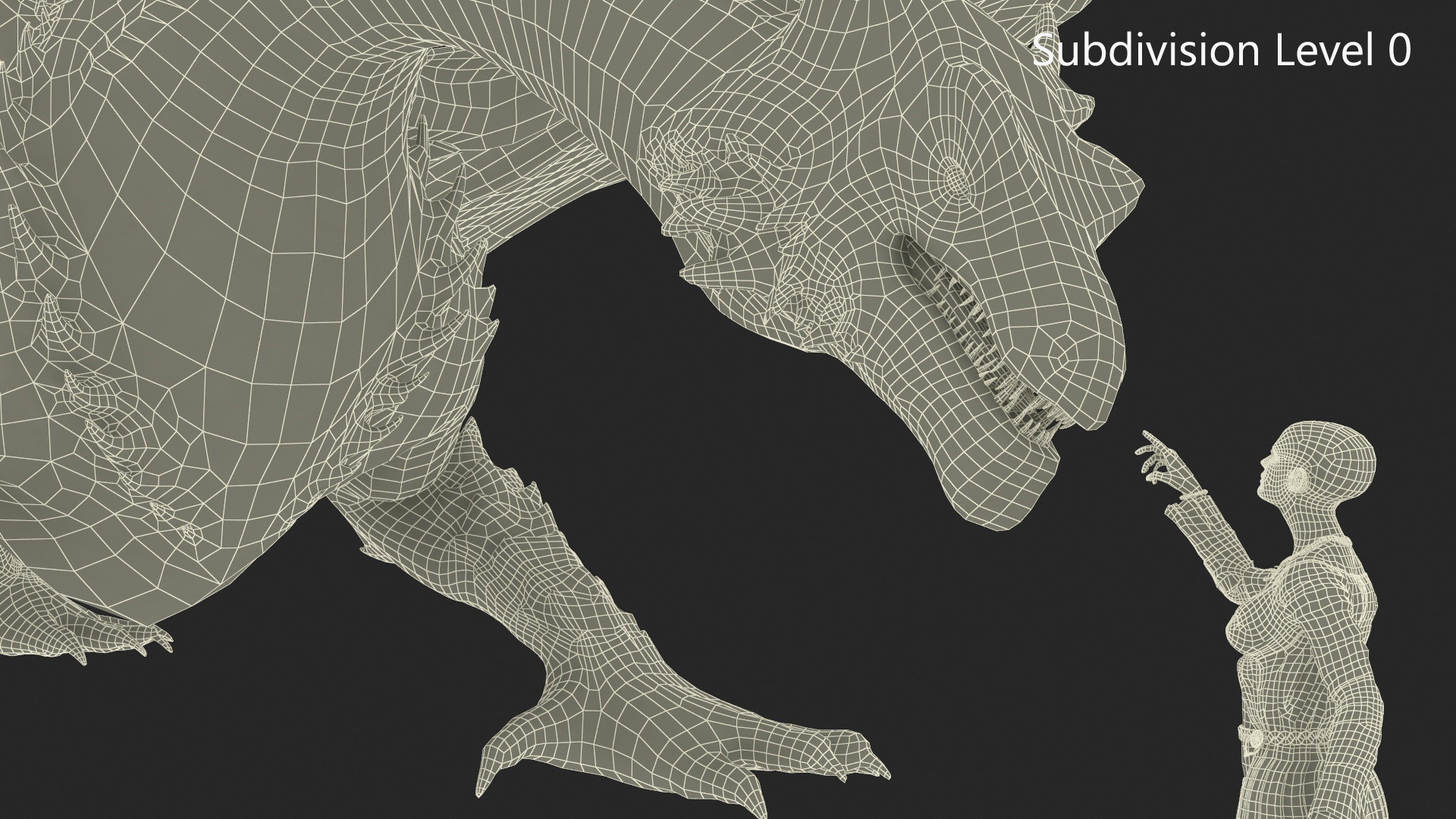 3D Fantasy Dragon and Female Elf Encounter with Fur model
