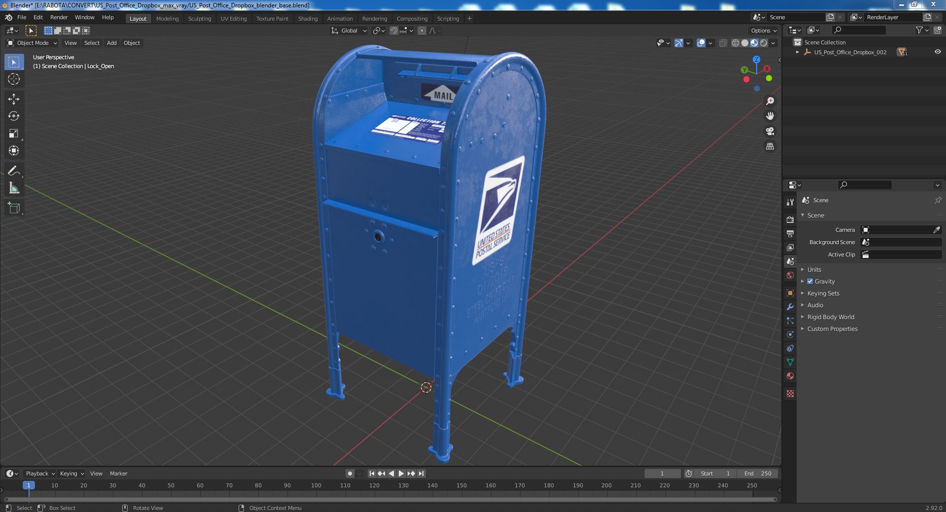 US Post Office dropbox 3D