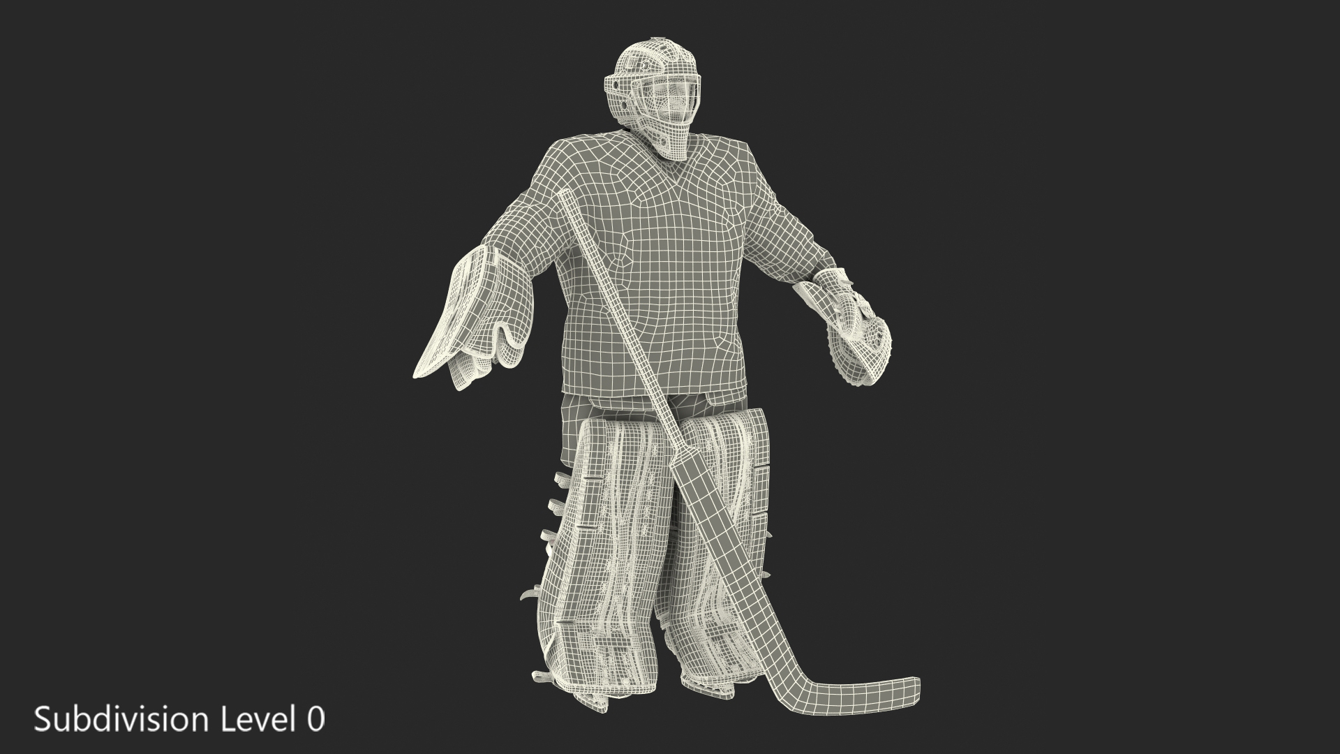 3D model Hockey Goalkeeper Fully Equipped Neutral Pose