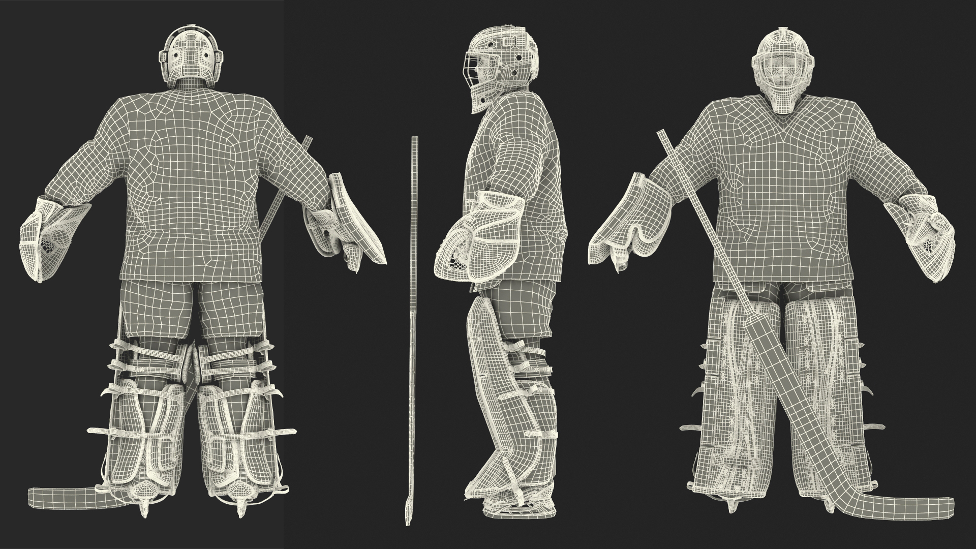 3D model Hockey Goalkeeper Fully Equipped Neutral Pose