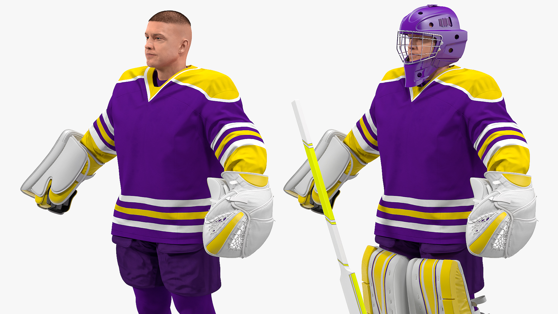 3D model Hockey Goalkeeper Fully Equipped Neutral Pose