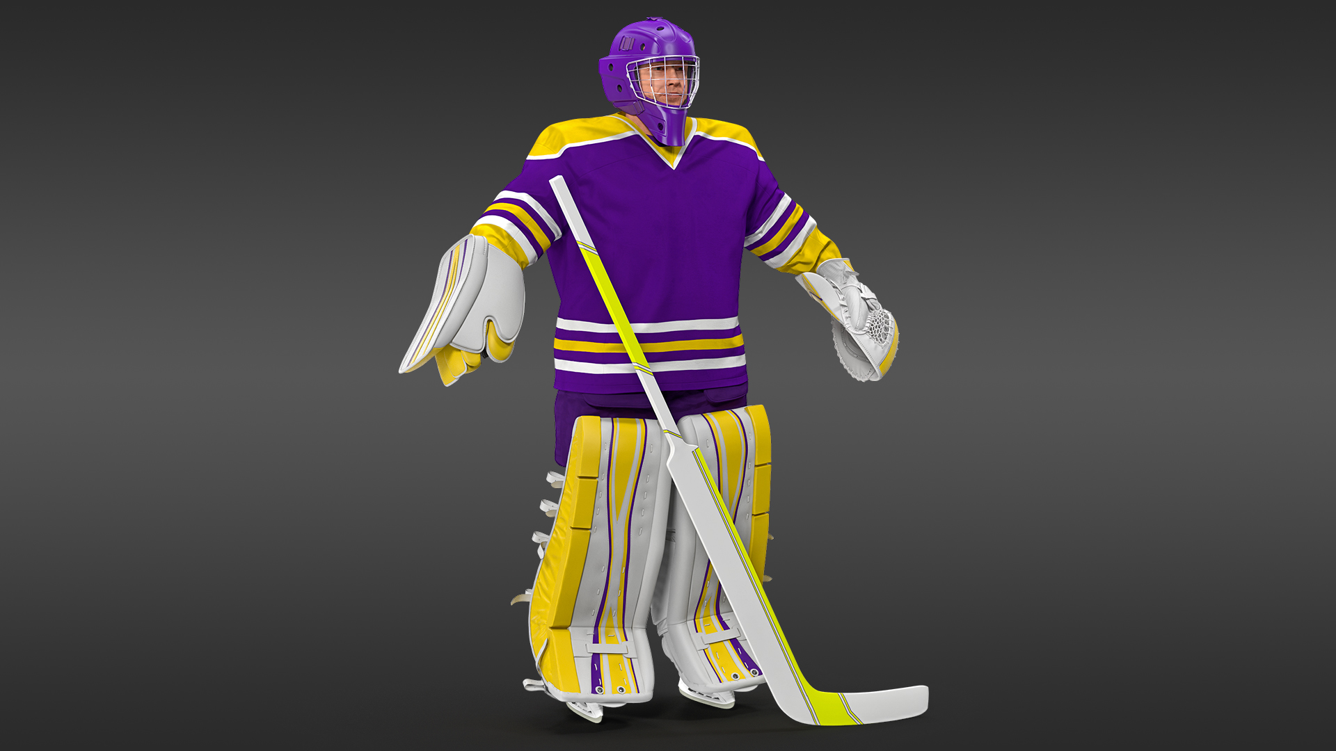 3D model Hockey Goalkeeper Fully Equipped Neutral Pose