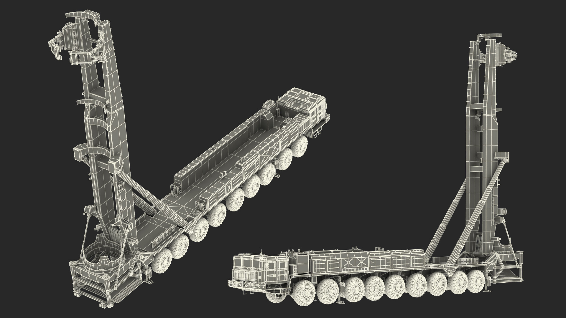 3D model 9 Axle Transporter Erector Launcher Vehicle Rigged