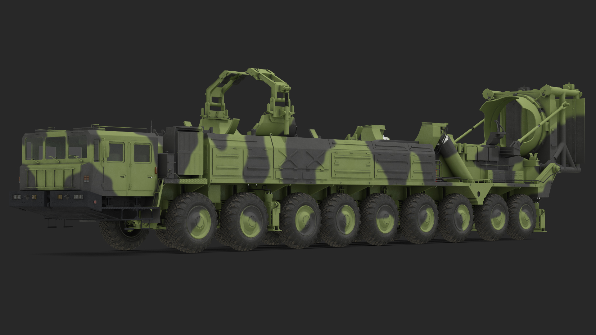 3D model 9 Axle Transporter Erector Launcher Vehicle Rigged