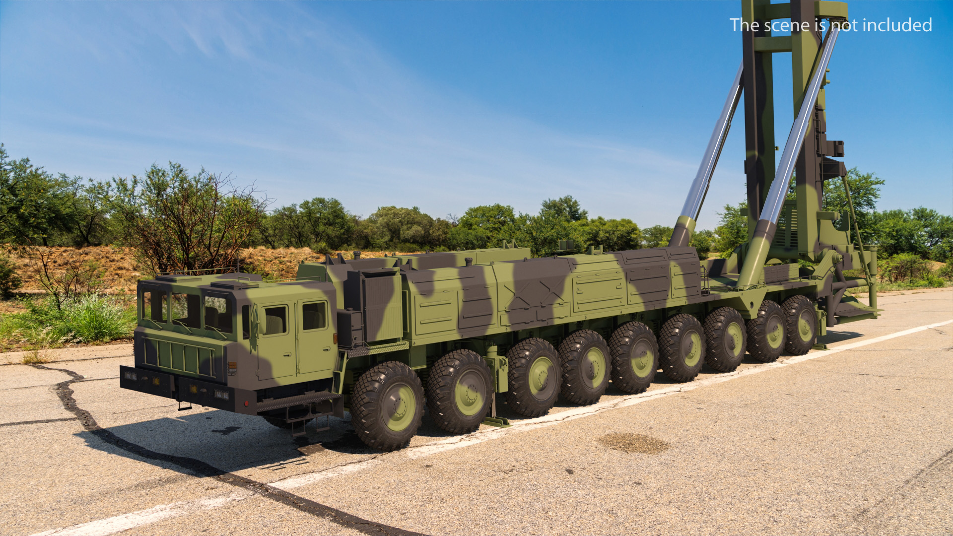 3D model 9 Axle Transporter Erector Launcher Vehicle Rigged
