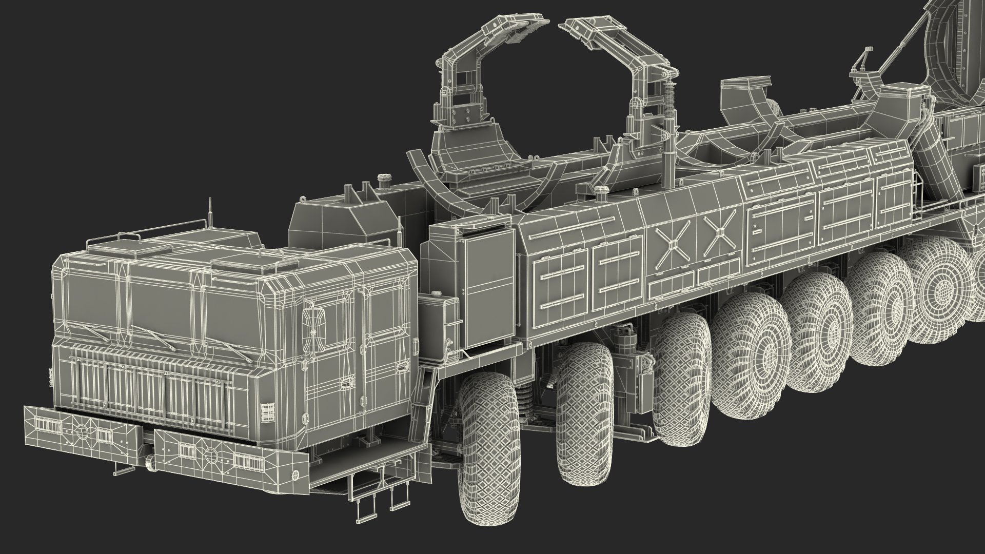 3D model 9 Axle Transporter Erector Launcher Vehicle Rigged