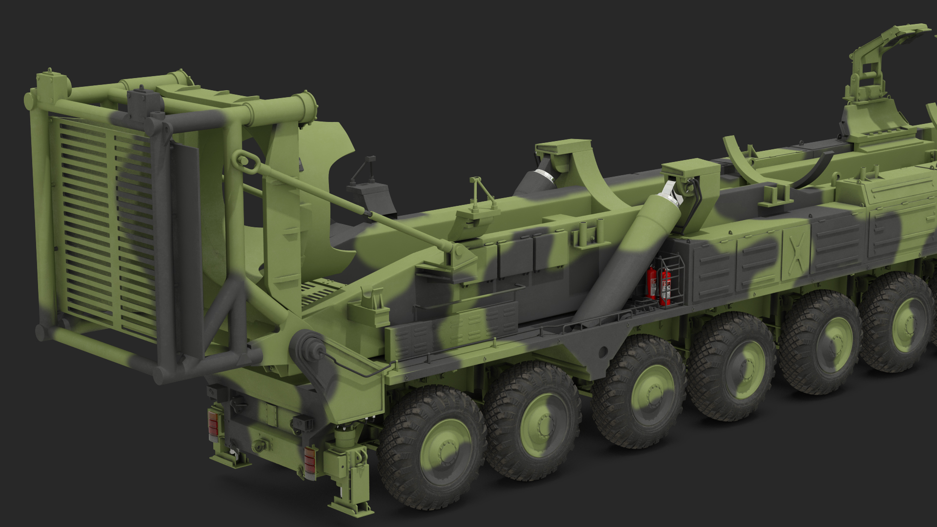 3D model 9 Axle Transporter Erector Launcher Vehicle Rigged
