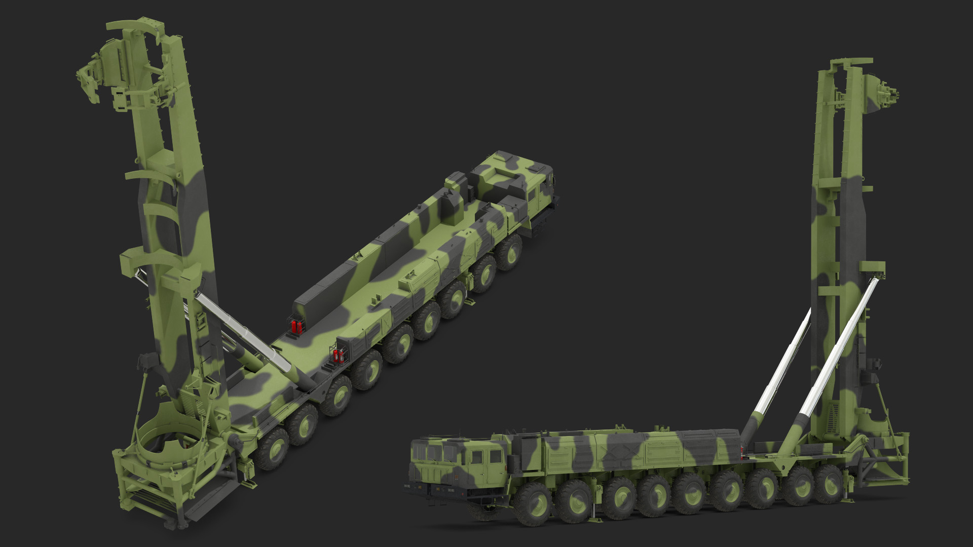 3D model 9 Axle Transporter Erector Launcher Vehicle Rigged