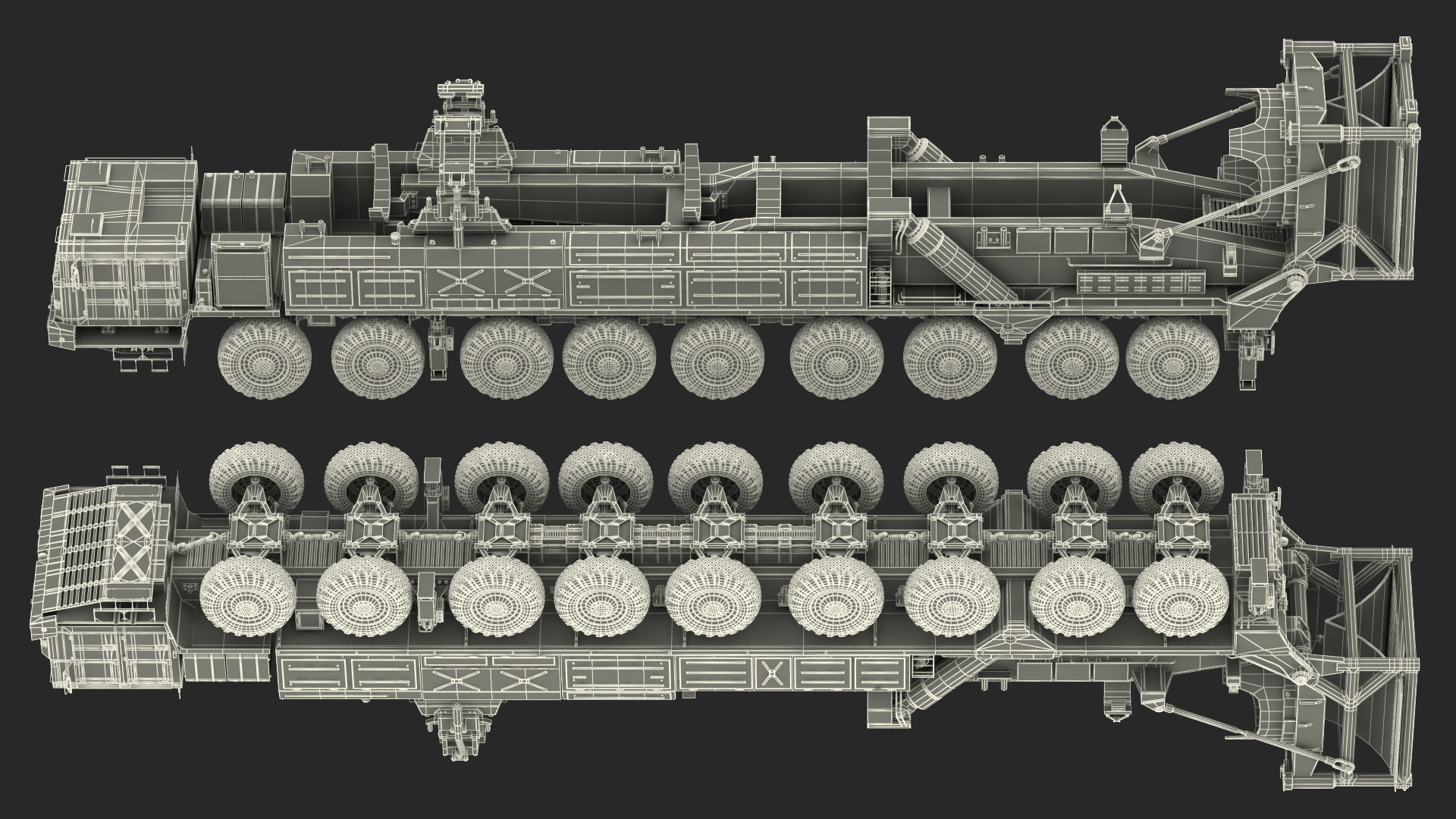 3D model 9 Axle Transporter Erector Launcher Vehicle Rigged
