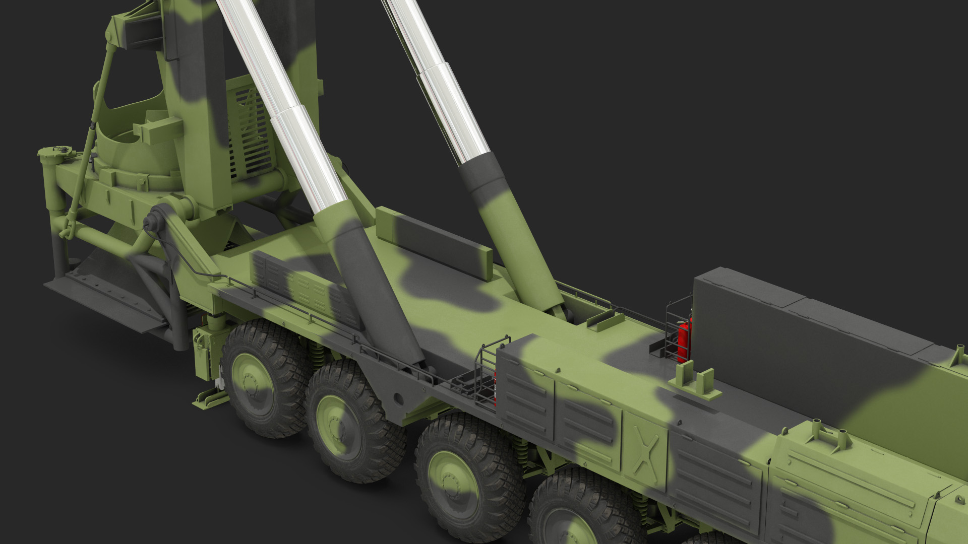 3D model 9 Axle Transporter Erector Launcher Vehicle Rigged