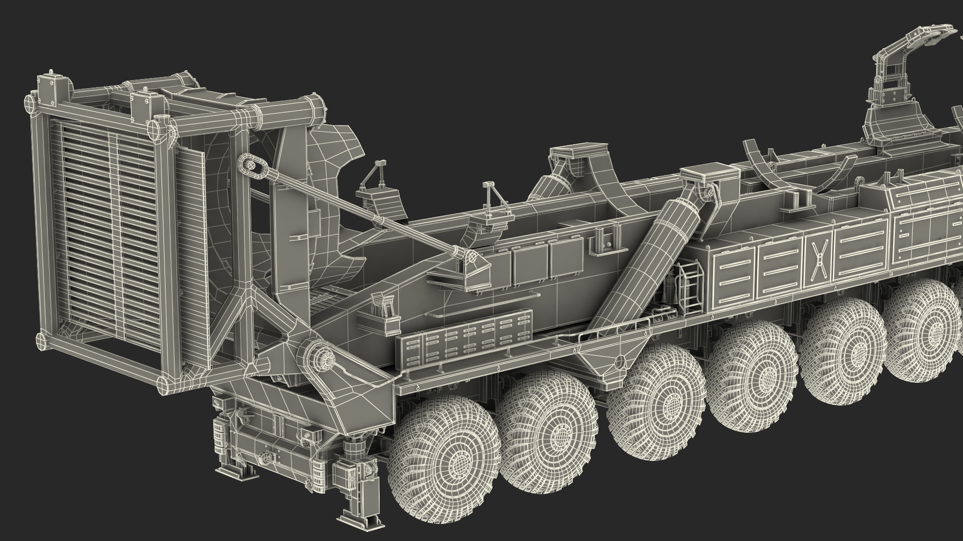 3D model 9 Axle Transporter Erector Launcher Vehicle Rigged