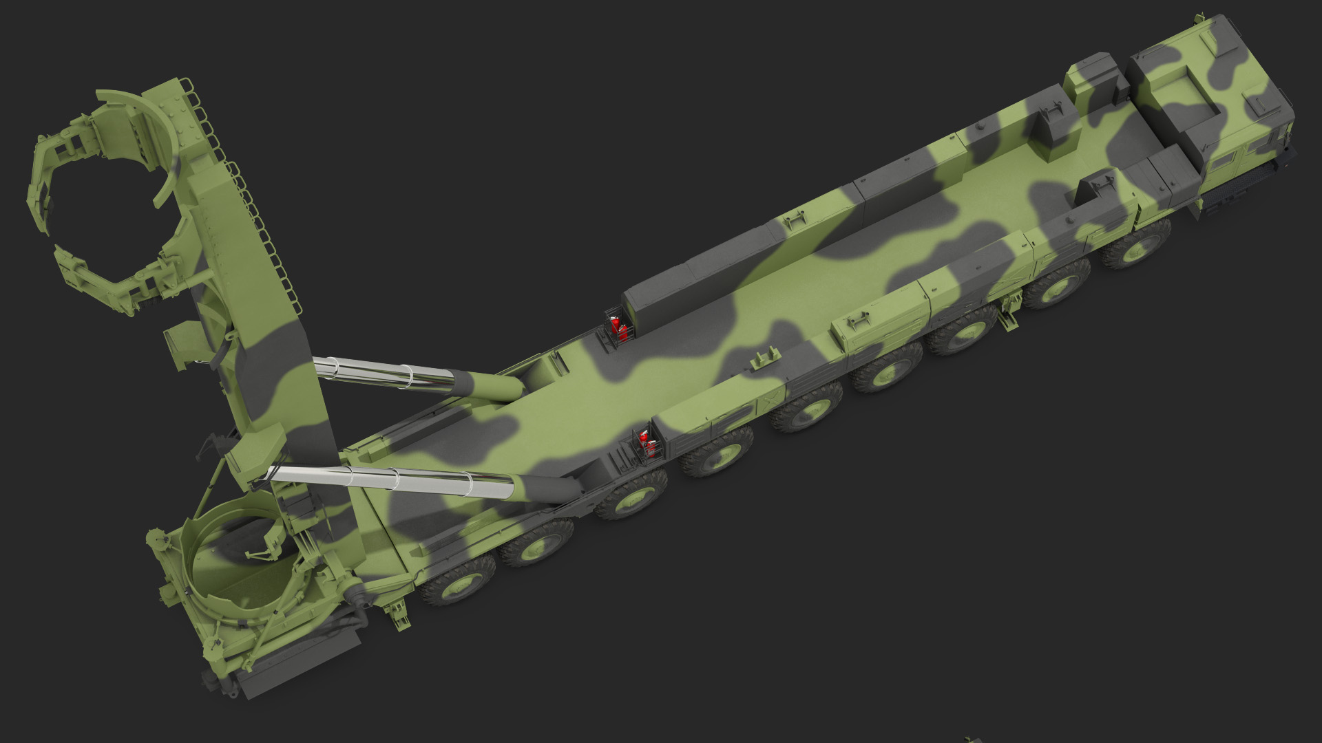 3D model 9 Axle Transporter Erector Launcher Vehicle Rigged