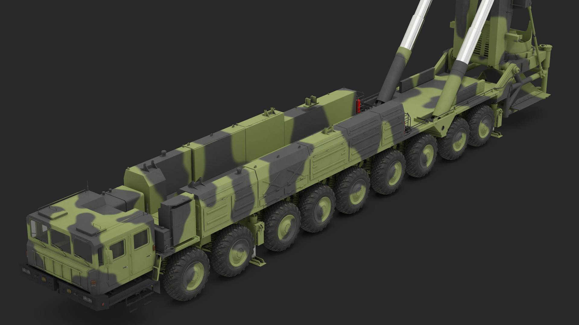 3D model 9 Axle Transporter Erector Launcher Vehicle Rigged