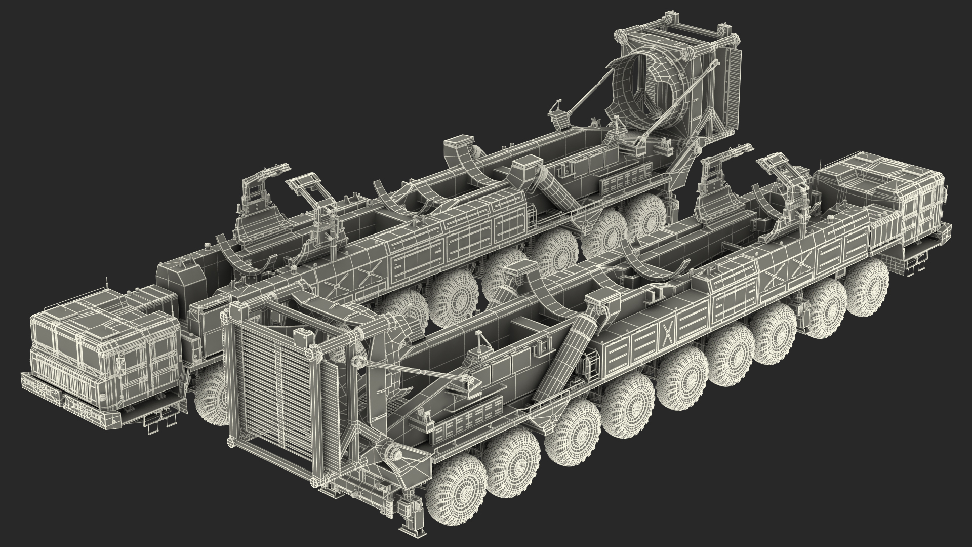 3D model 9 Axle Transporter Erector Launcher Vehicle Rigged