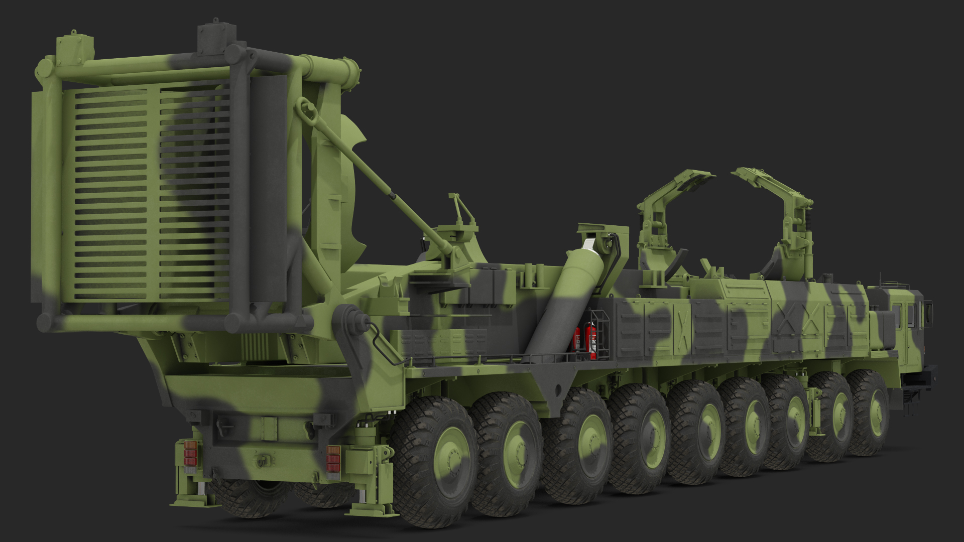 3D model 9 Axle Transporter Erector Launcher Vehicle Rigged