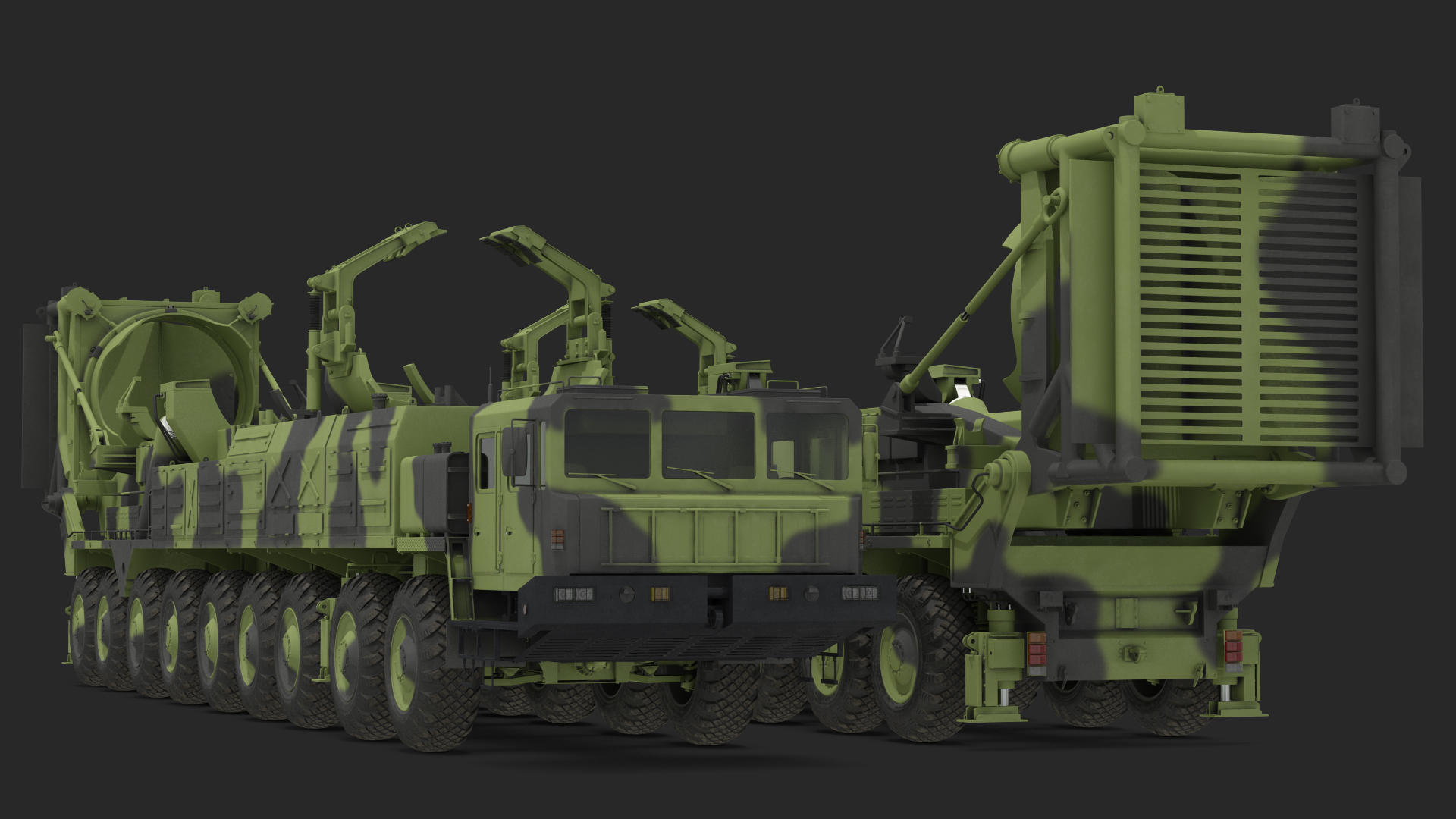 3D model 9 Axle Transporter Erector Launcher Vehicle Rigged