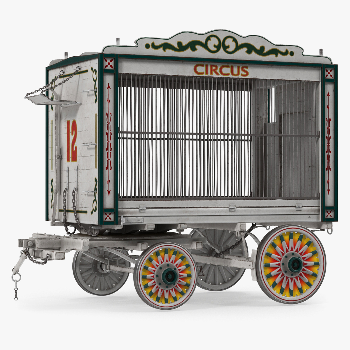 Antique Circus Wagon 3D Model, view 3