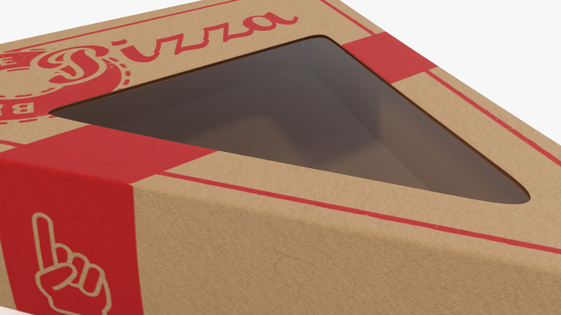 Craft Brown Pizza Slice Packaging Box with Window 3D model