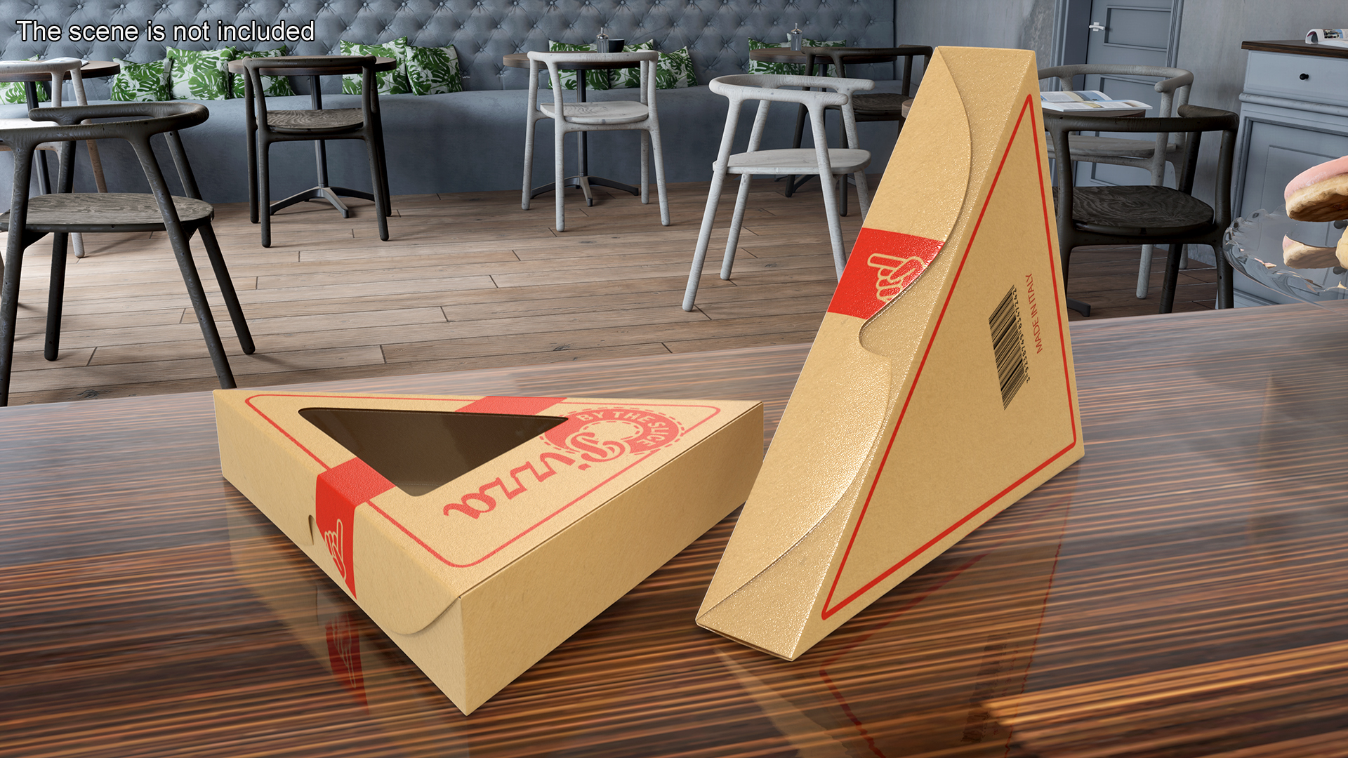 Craft Brown Pizza Slice Packaging Box with Window 3D model