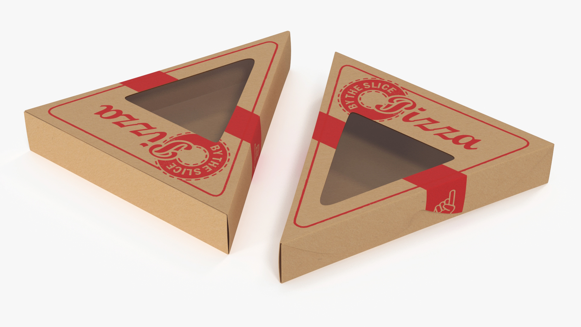 Craft Brown Pizza Slice Packaging Box with Window 3D model