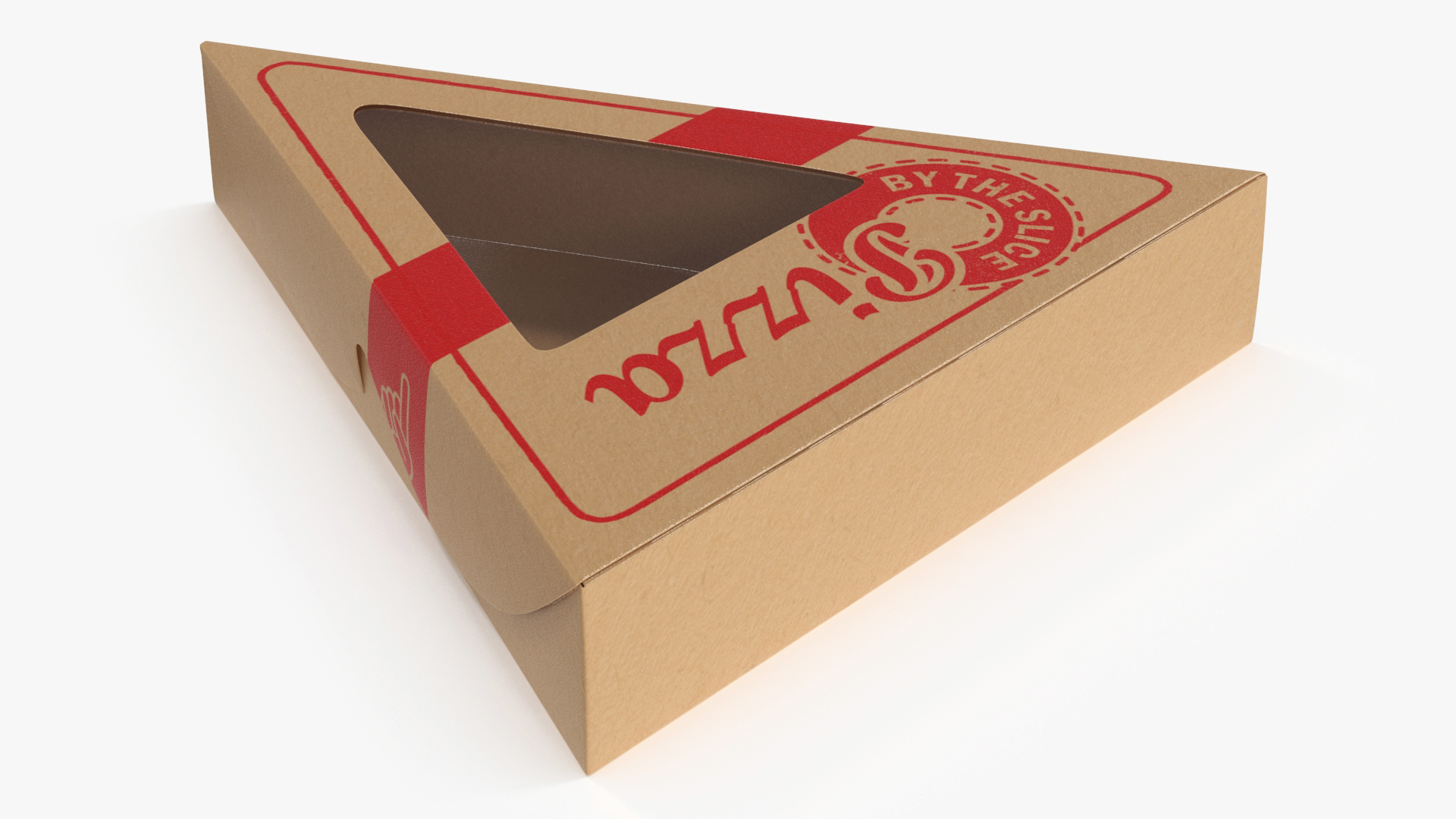 Craft Brown Pizza Slice Packaging Box with Window 3D model